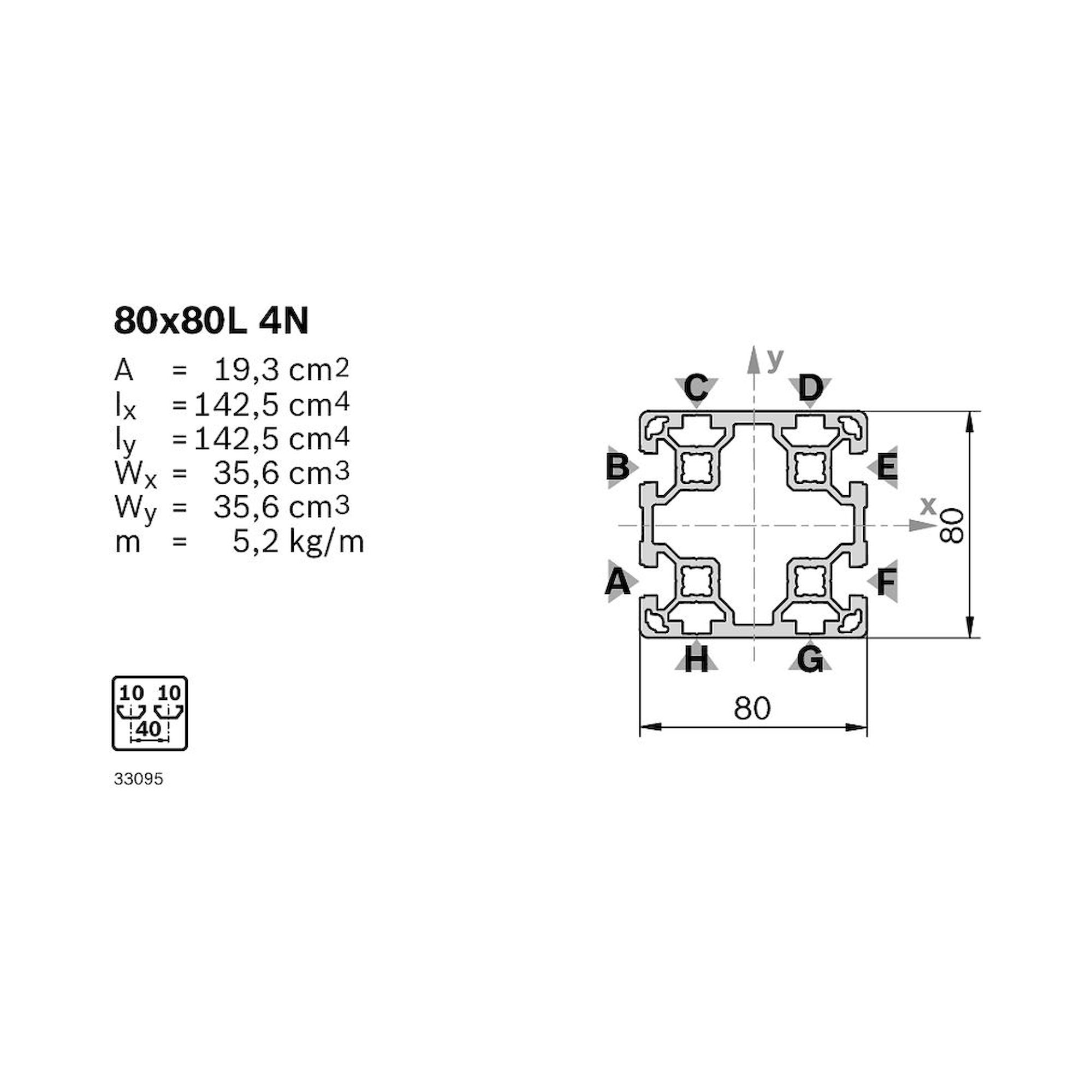 Bosch Rexroth 3842993769. Strut profile 80x80L 4N Q&E