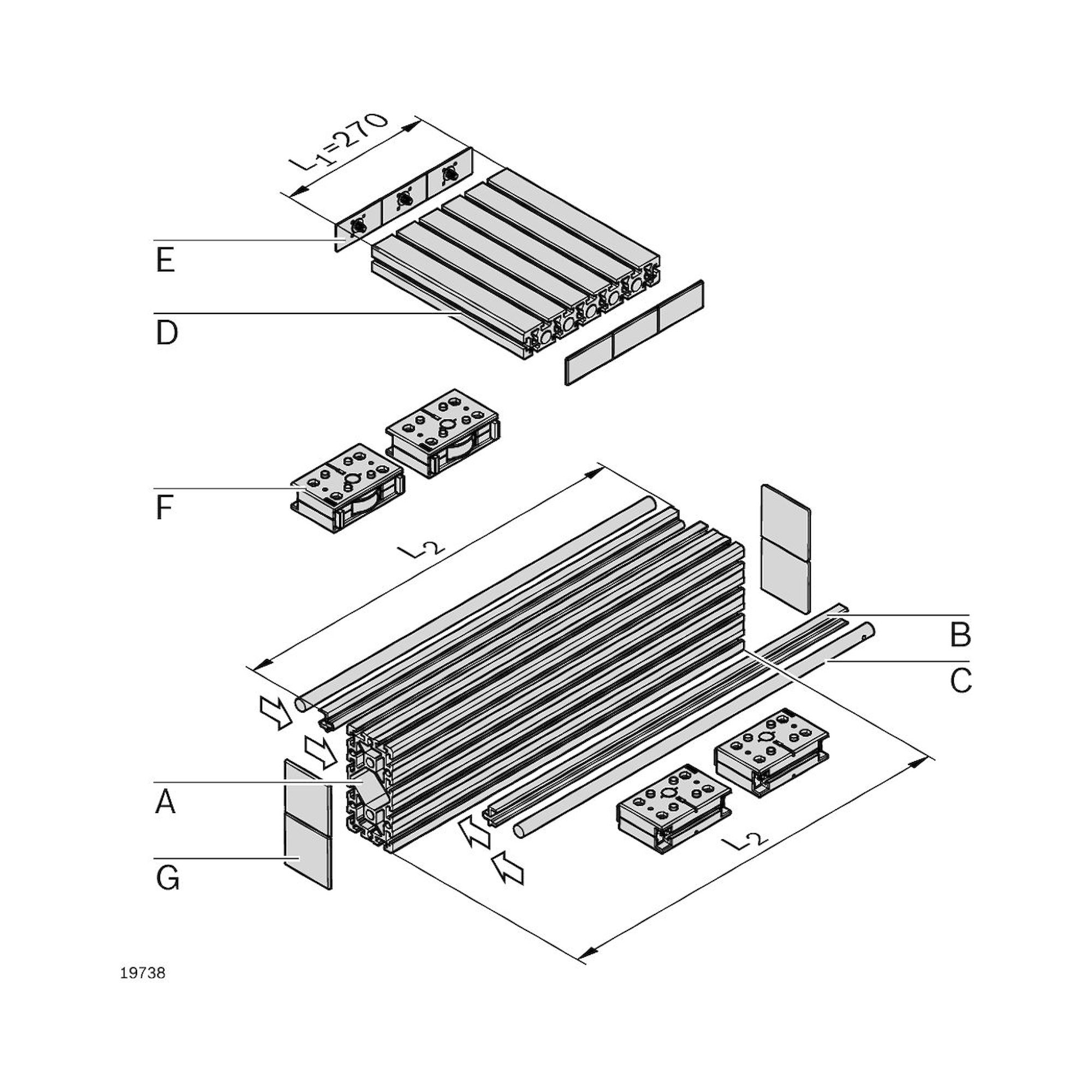 Bosch Rexroth 3842992441-1000. Klemmprofil, LF20C. 1000 mm