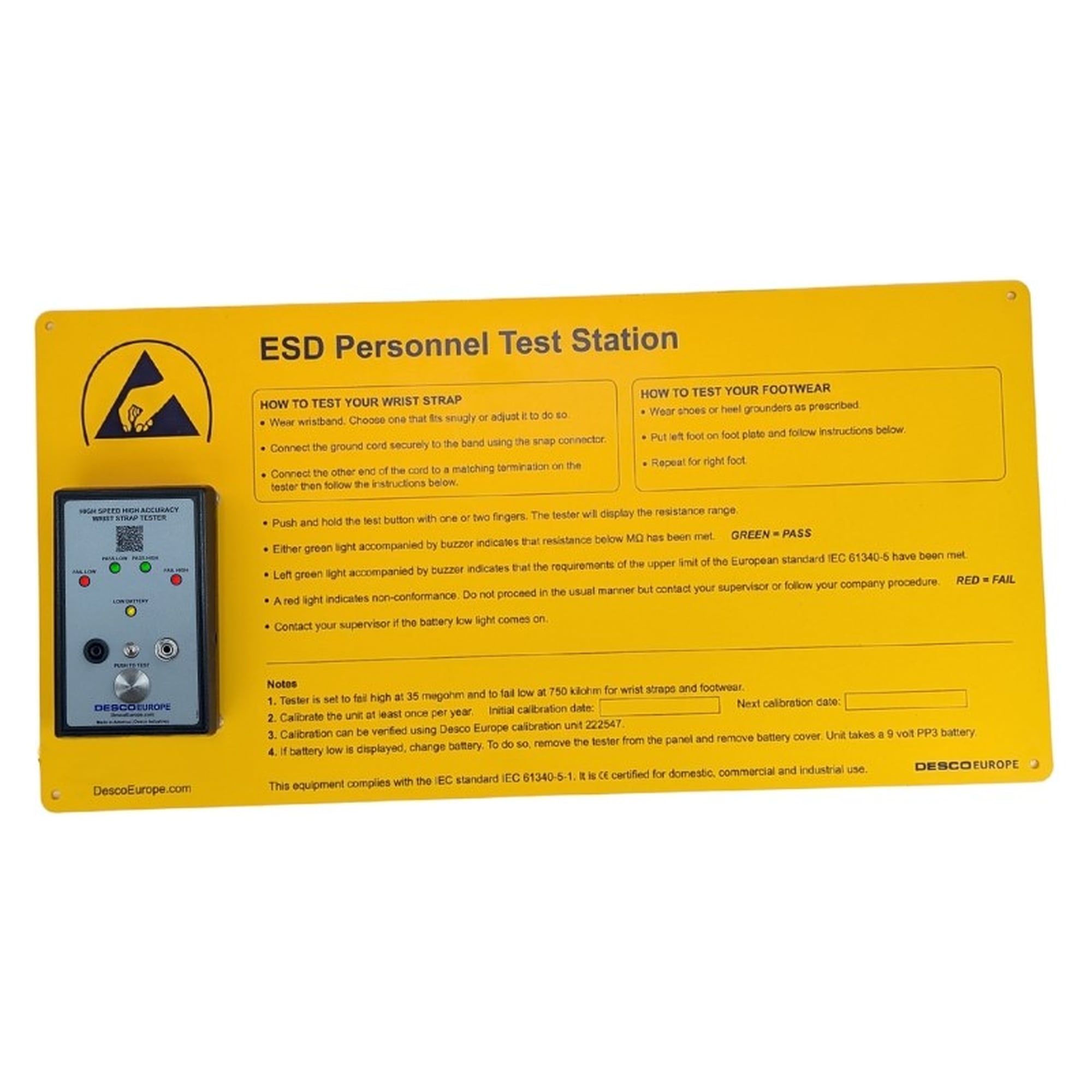 DESCO 222563. Hi-Speed/Hi-Accuracy Wrist Strap Test Station