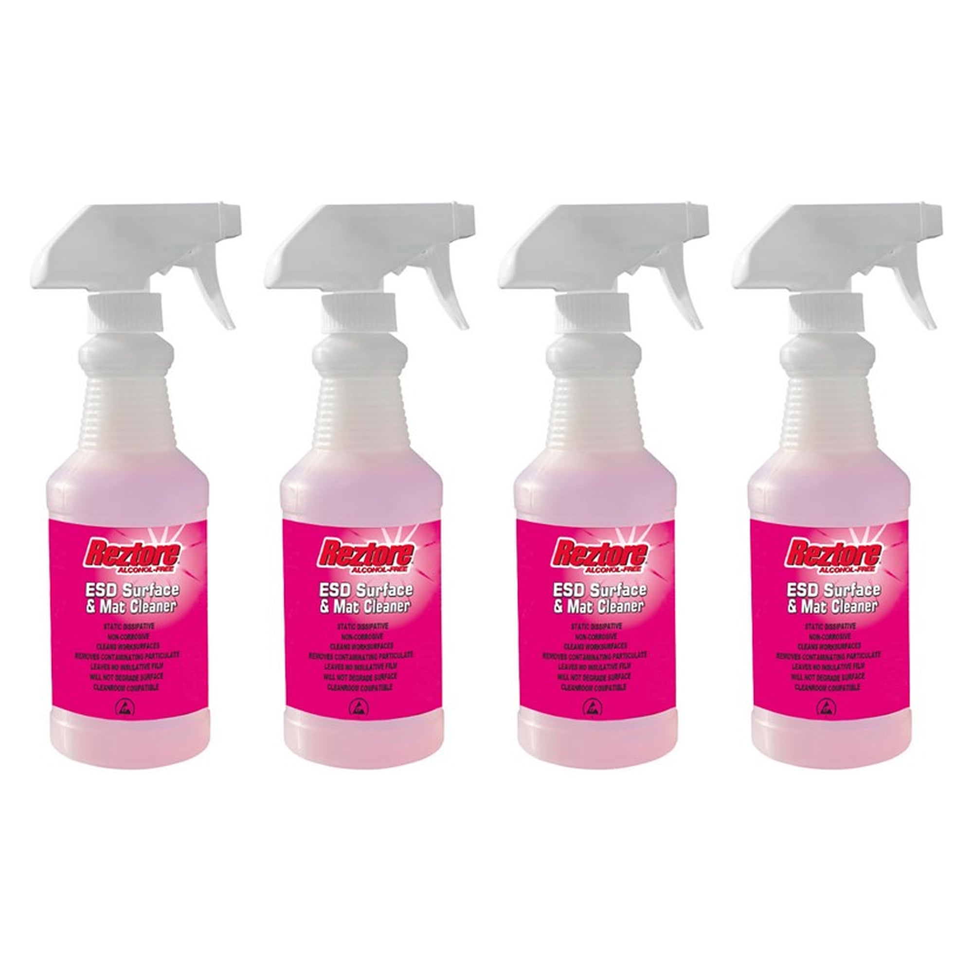 Reztore Alcohol-Free ESD Surface and Mat Cleaner, 450 ml Trigger Spray, Pack of 4 - Desco 10447