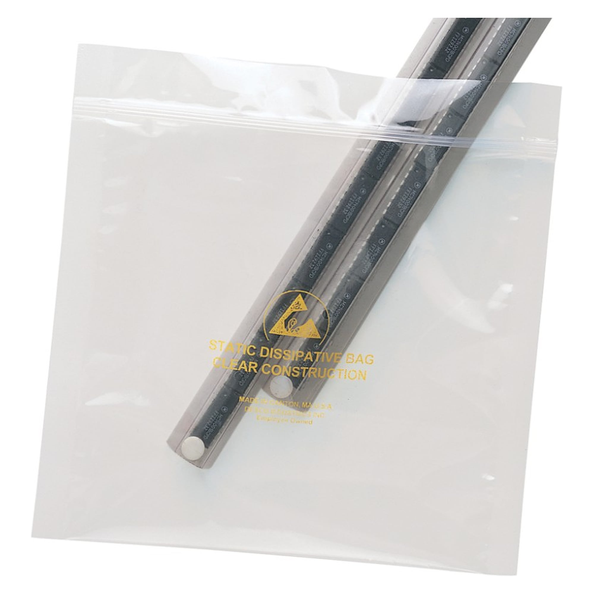 Sachet ESD Statfree ultra transparent, dissipatif, à fermeture zip, 76 x 127 à 305 x 457 mm, paquet de 100 - Desco