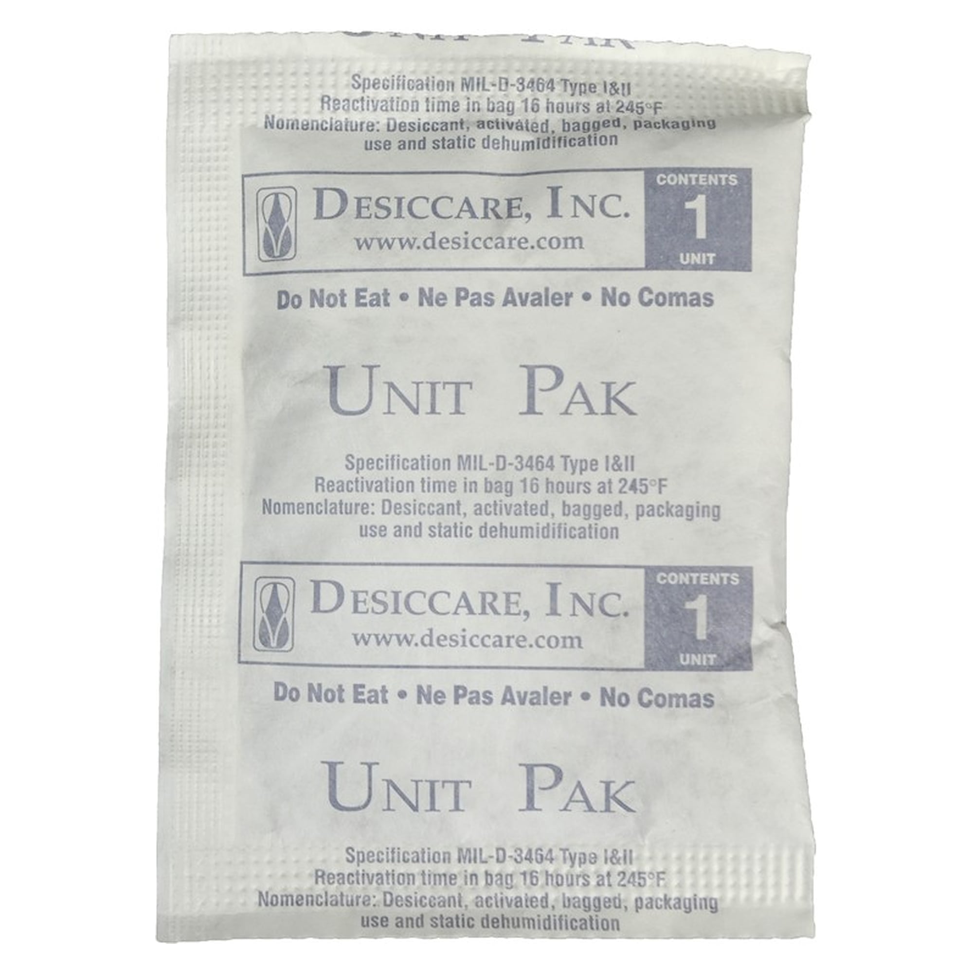 Desiccant Pouches Tyvek 1 Unit, 76 x 114 mm, Pail of 300 - Desco 1PLDES300