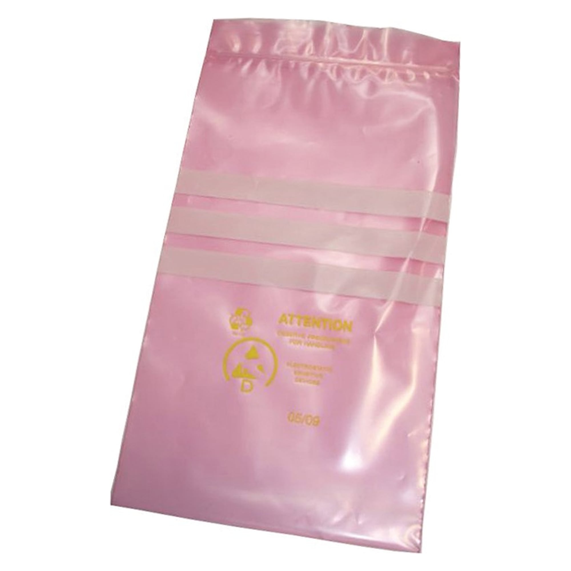 Sachets zip roses dissipatifs avec zone d'écriture, 75 x 125 à 255 x 355 mm, paquet de 100 - Desco
