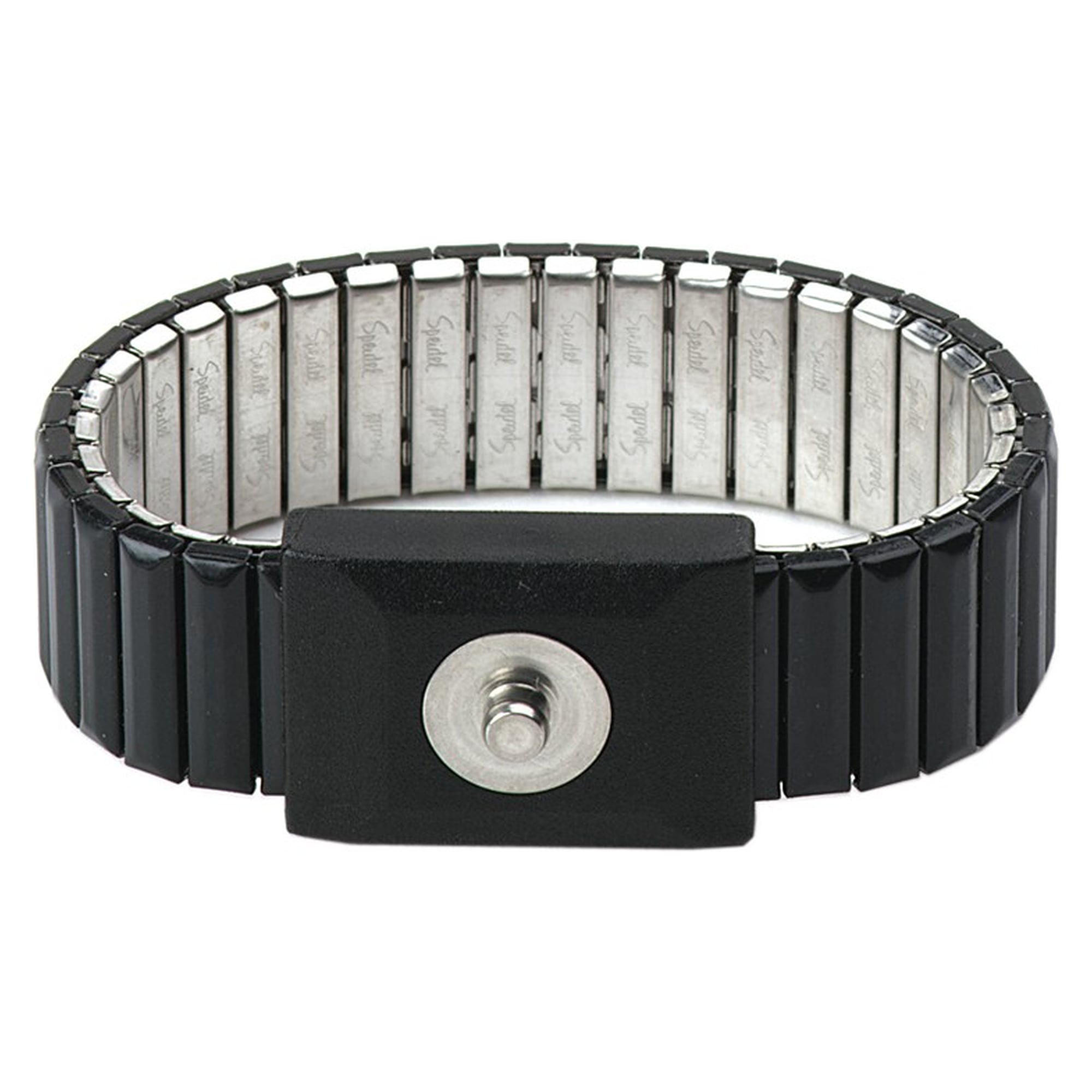 Stainless Steel ESD Metal Wristband, Black, Medium, 4 mm Snap - Desco 2206