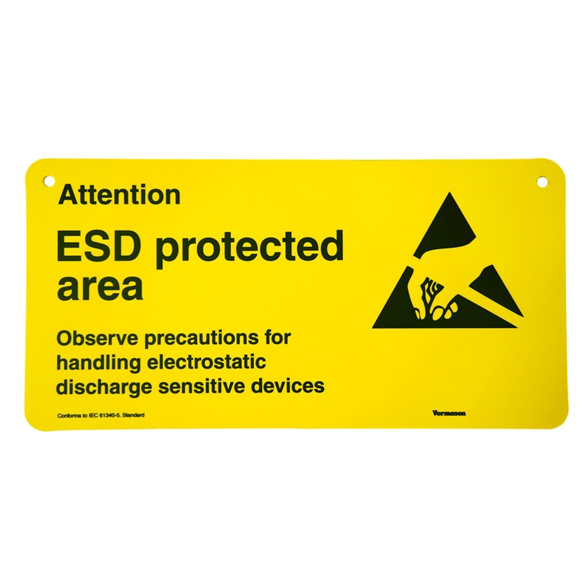 EPA Warning Sign, Rigid, Yellow, 300 x 150 mm, 3 mm PVC Foam Board, with Hanging Holes - Desco 229135
