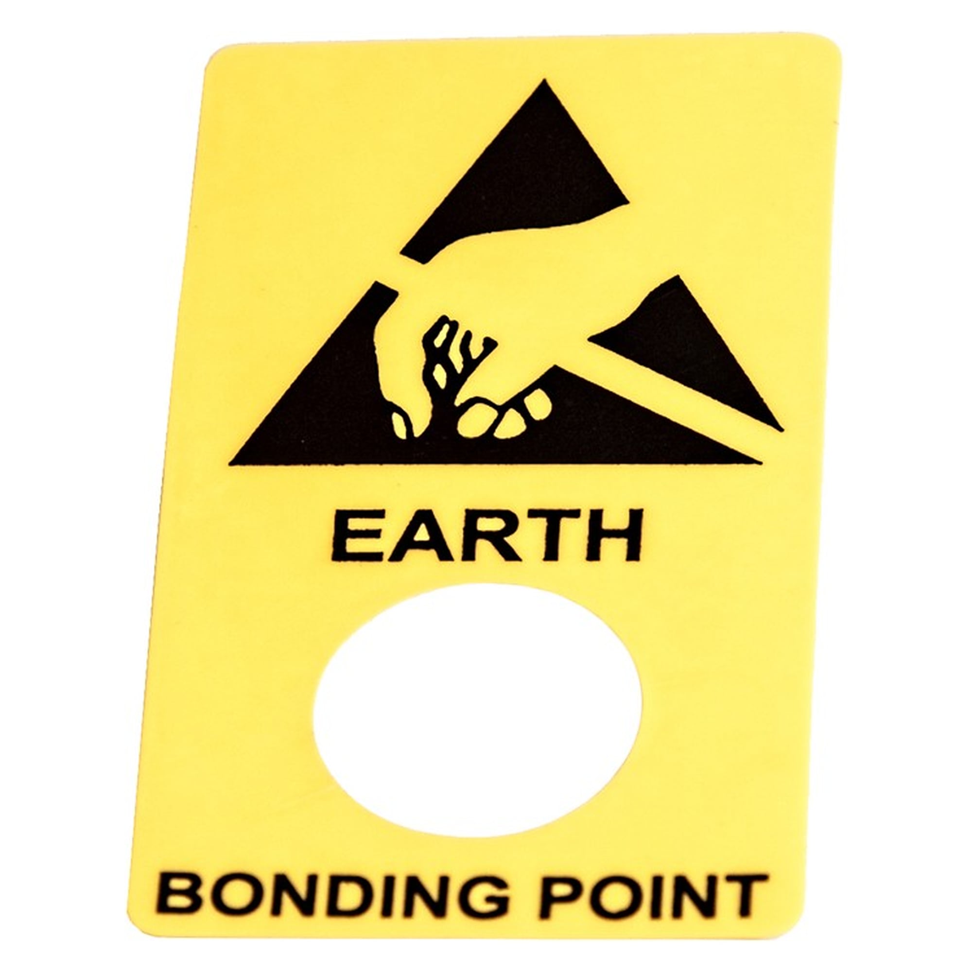 Earth Bonding Point (EBP) Label, 25 x 45 mm, Yellow/Black, Strip of 10 - Desco 229245