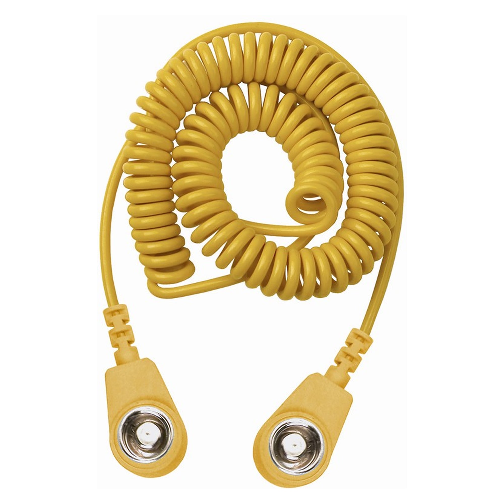 Spiralkabel, 10-mm-Buchse auf 10-mm-Buchse, je 1 Megaohm, gelb, Längen 1 bis 2 m - Desco