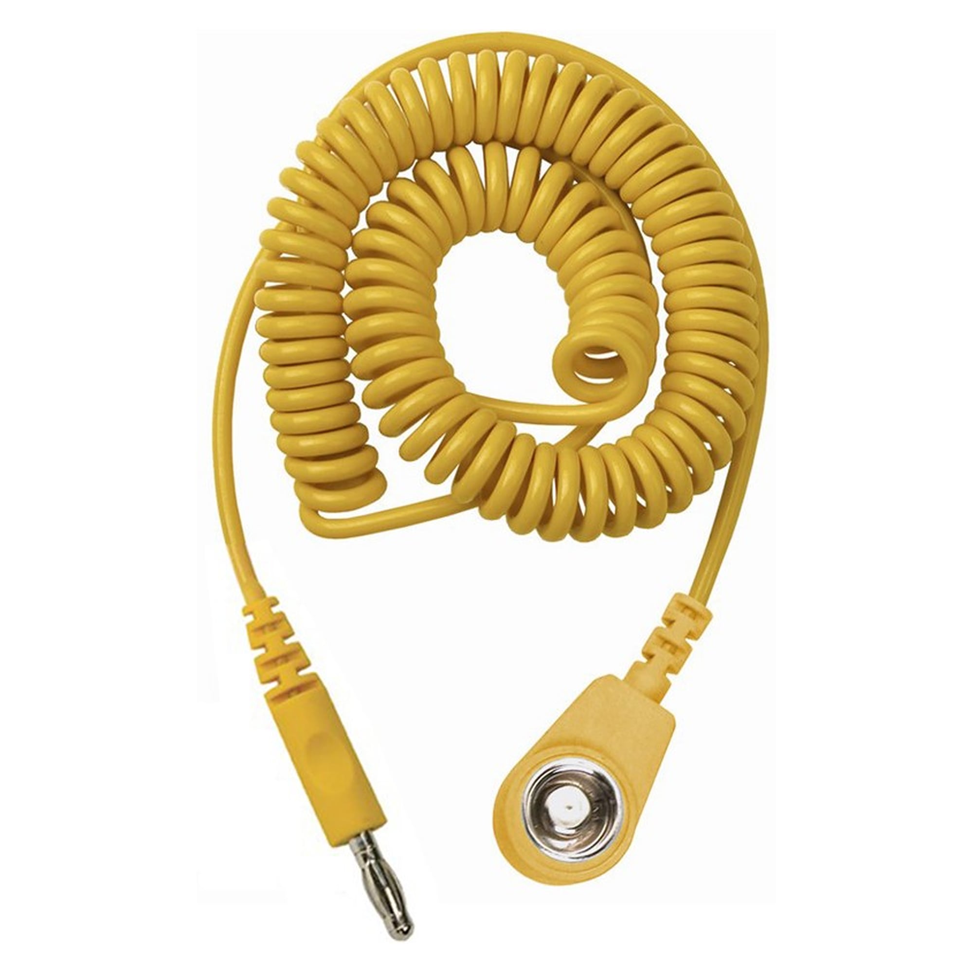 Spiralkabel 2 m, 10-mm-Buchse auf 4-mm-Bananenstecker, 1 Megaohm, gelb - Desco 230205