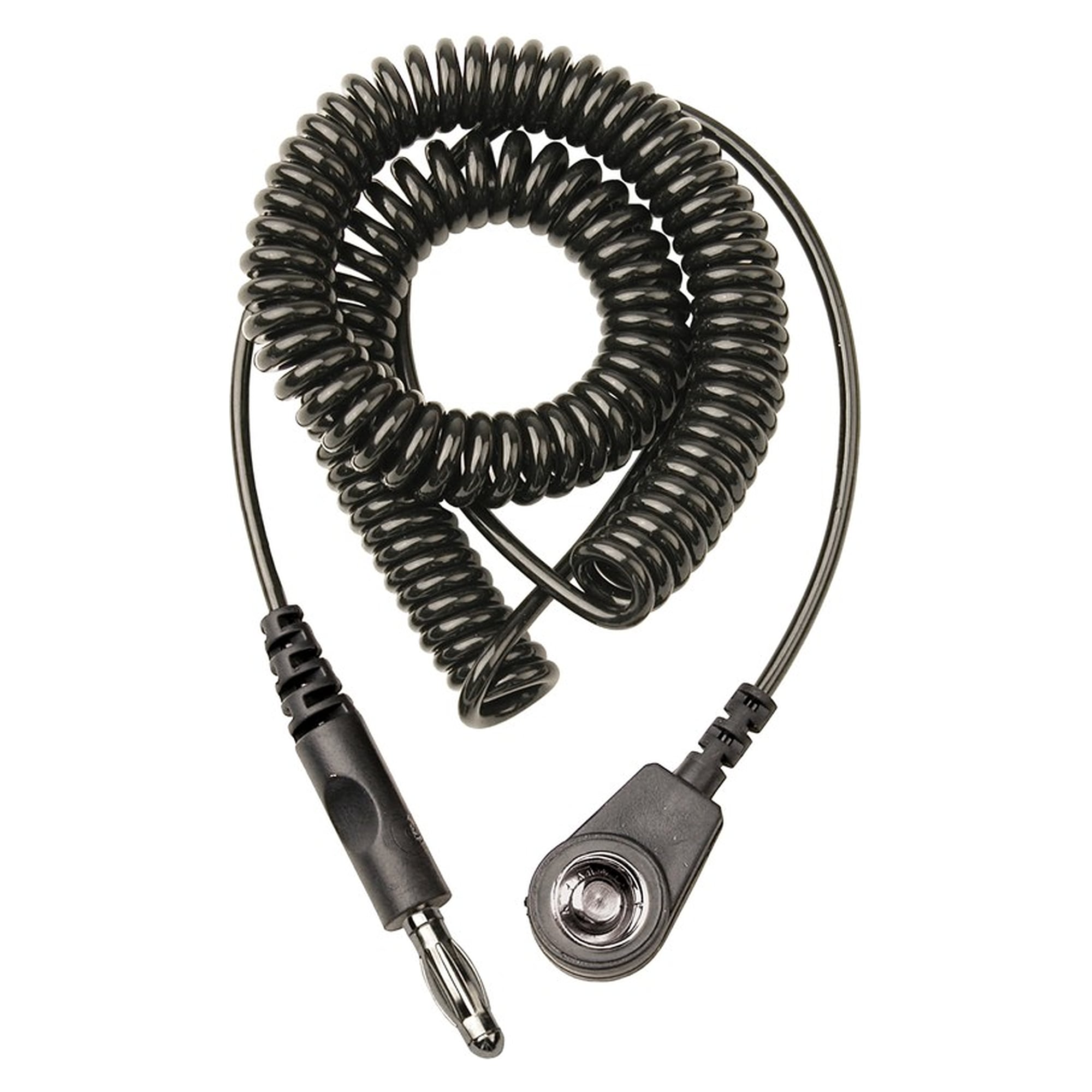 Spiralkabel 3 m, 10-mm-Buchse auf 4-mm-Bananenstecker, ohne Widerstand, schwarz - Desco 230305