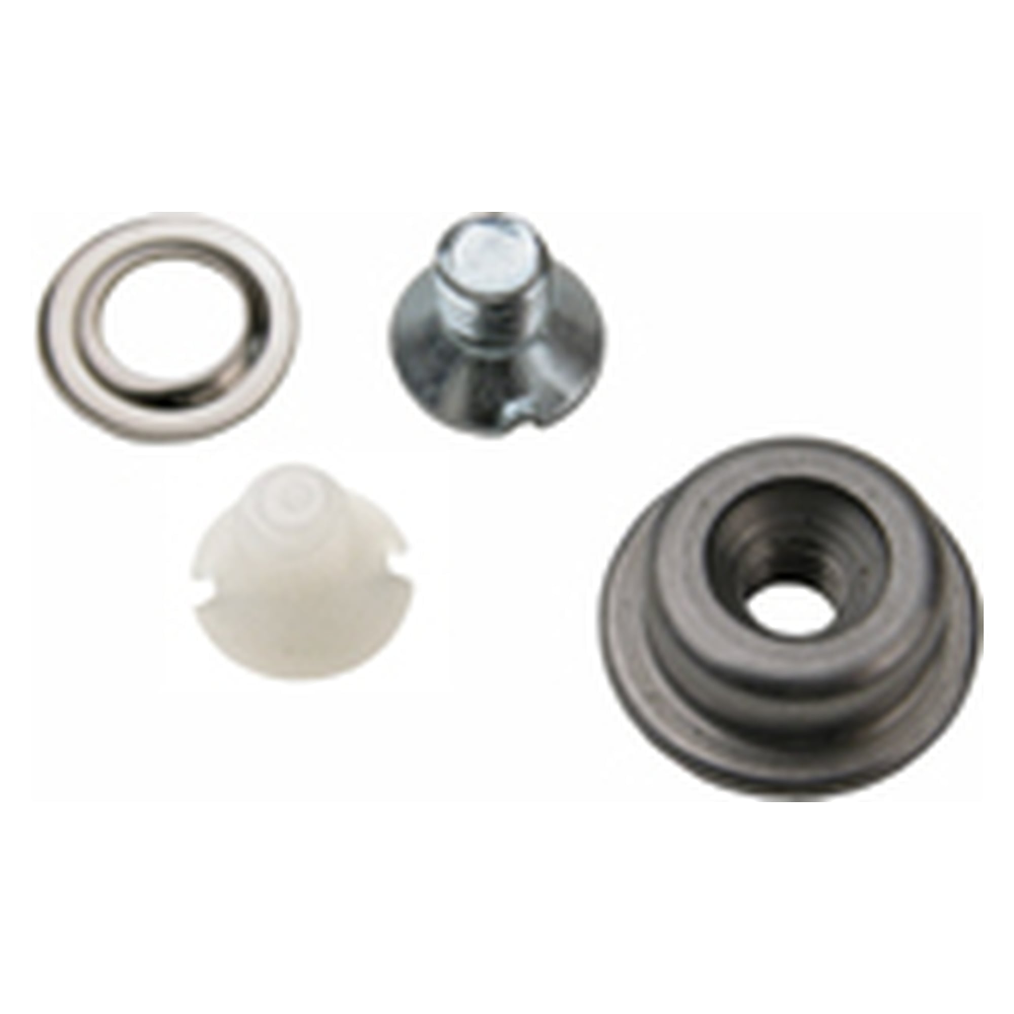 Druckknopf 10 mm zum Anschrauben, Edelstahl, M4-Innengewinde, mit Schrauben - Desco 230645