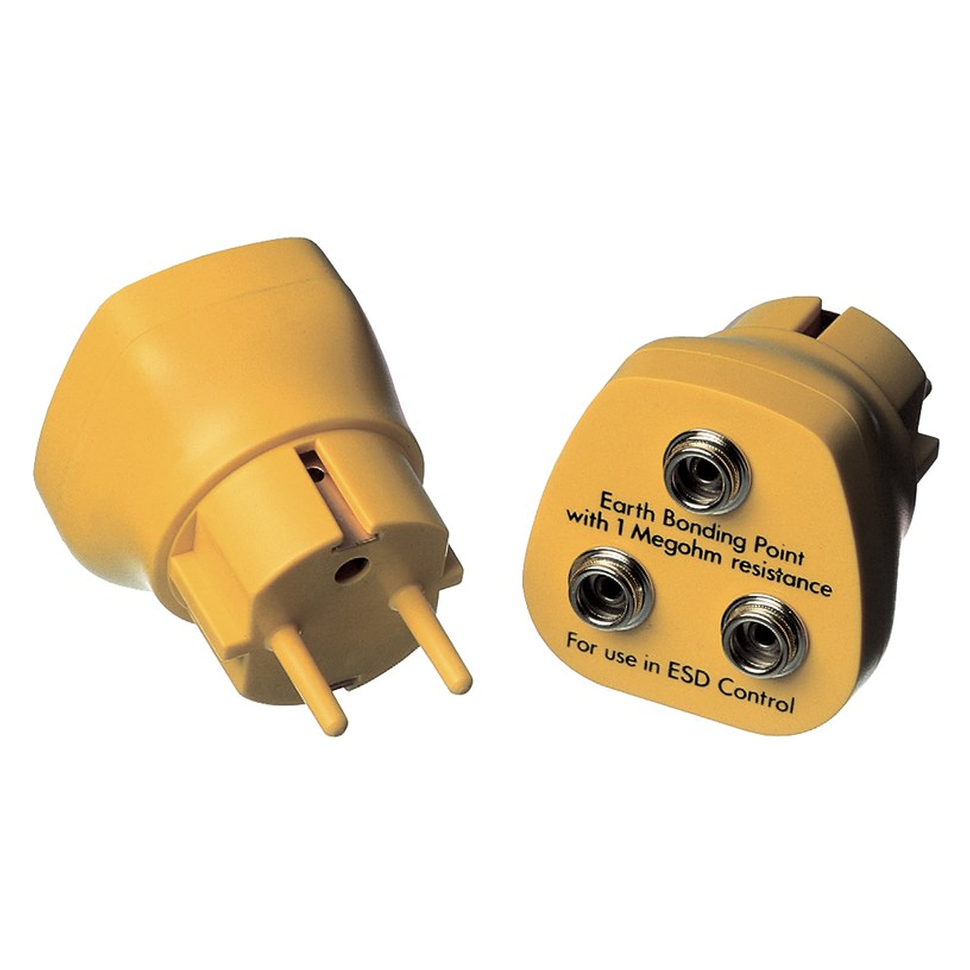 Erdungsstecker EBP Schuko, 3 x 10-mm-Druckknopf, 1 Megaohm - Desco 231135