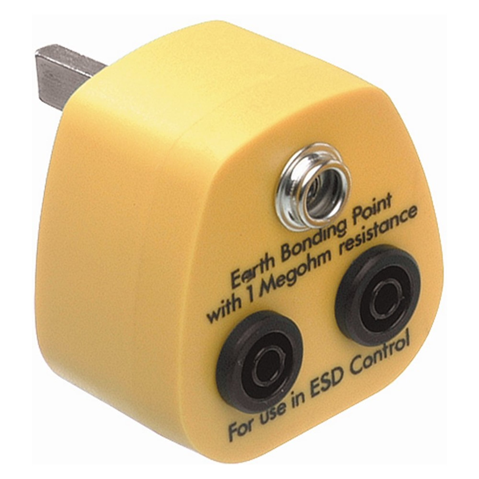Erdungsstecker EBP UK 13 A, 2 x 4-mm-Buchse, 1 x 10-mm-Druckknopf, 1 Megaohm - Desco 231230