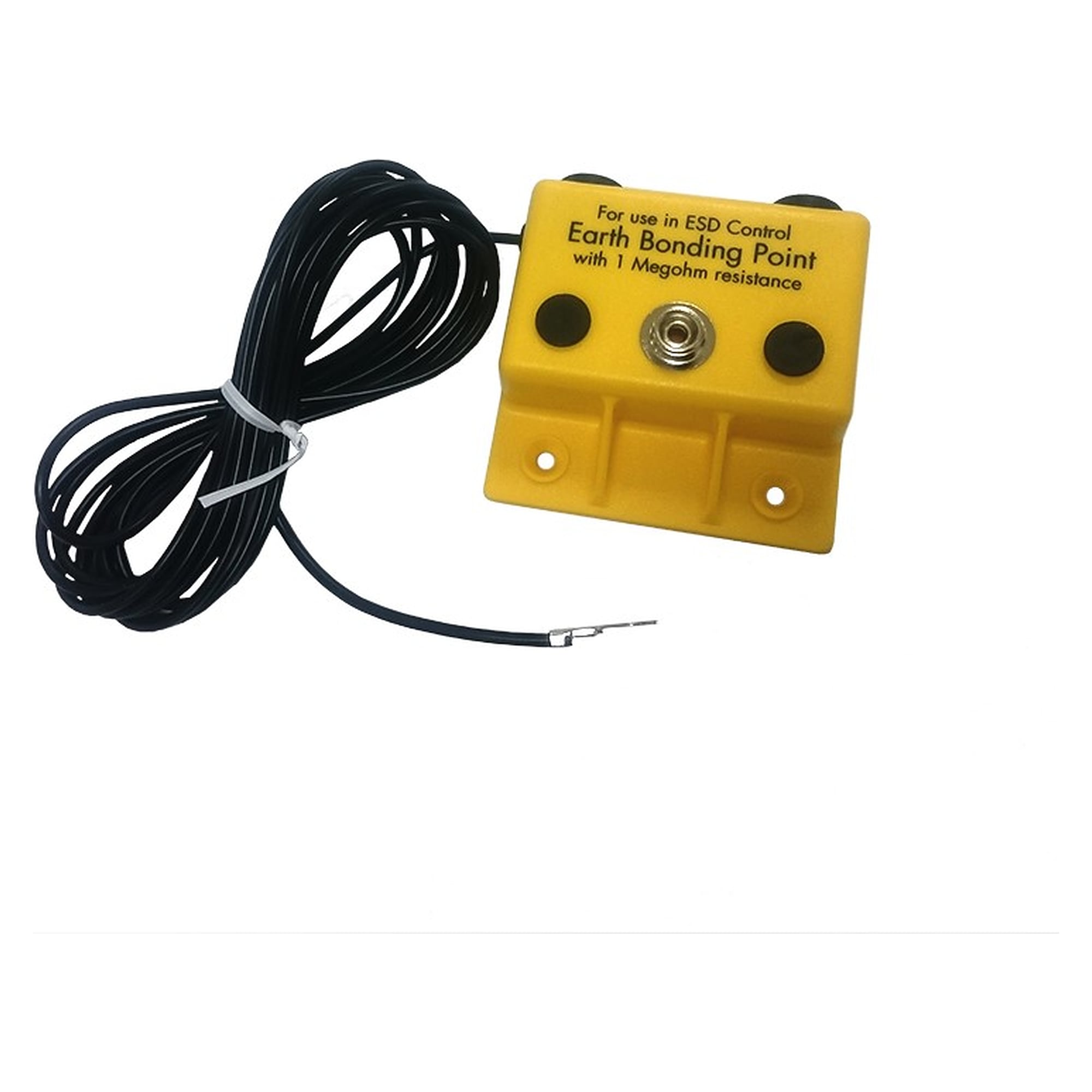 EBP Box with 2 x 4 mm Plug Socket and 1 x 10 mm Stud, Yellow, 3 m Ground Cord - Desco 231380