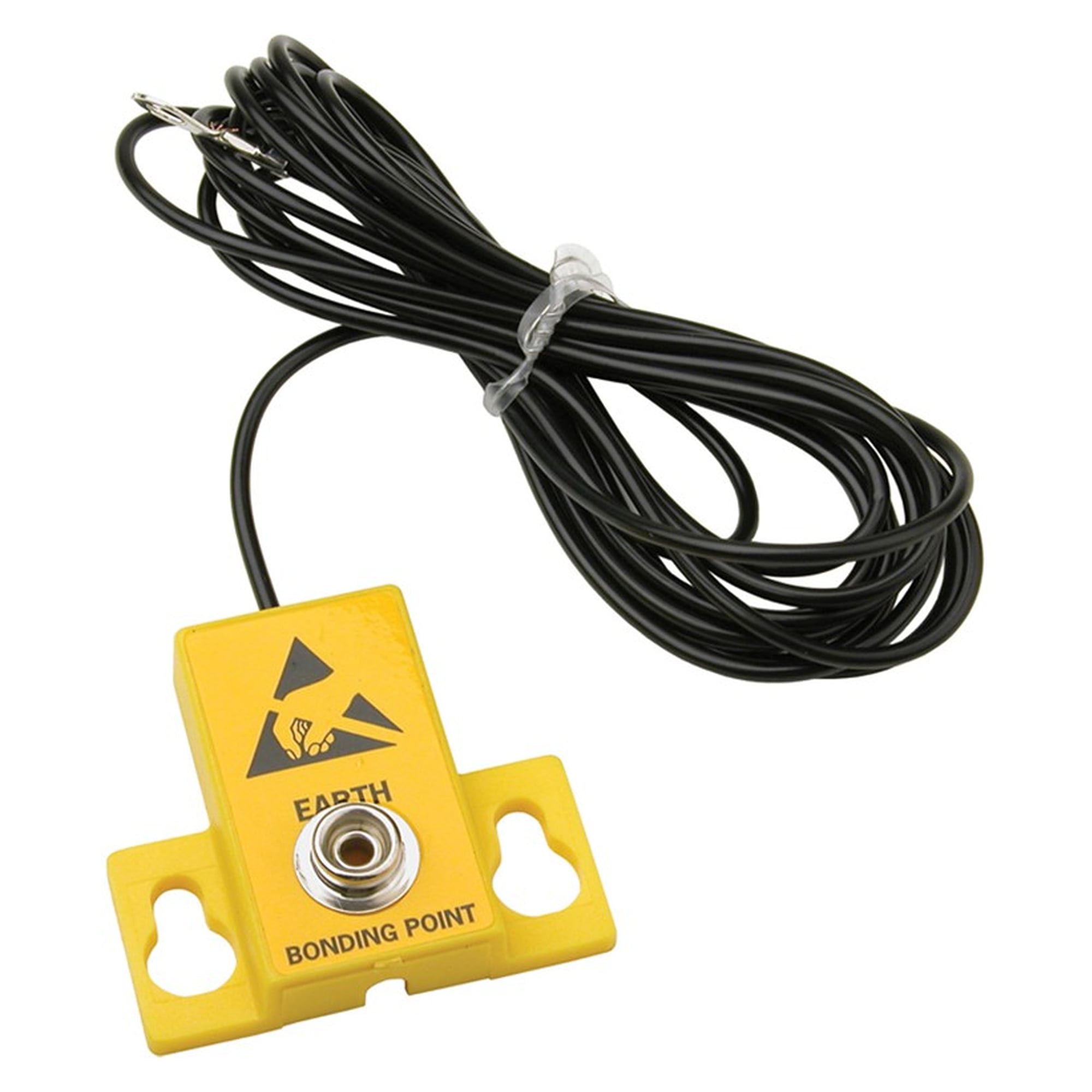 Erdungspunkt-Winkel mit 10-mm-Druckknopf, 1 Megaohm, gelb, 3 m Erdungskabel - Desco 231405