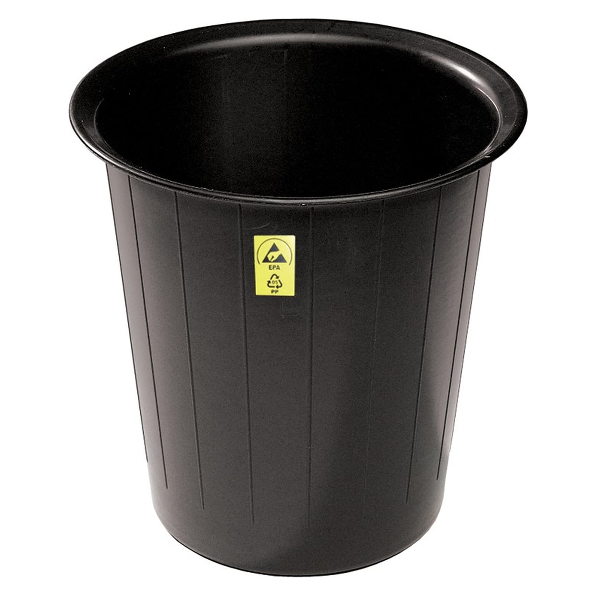 Poubelle ESD conductrice ronde, 14 litres, Ø 265 mm, polypropylène noir - Desco 239260