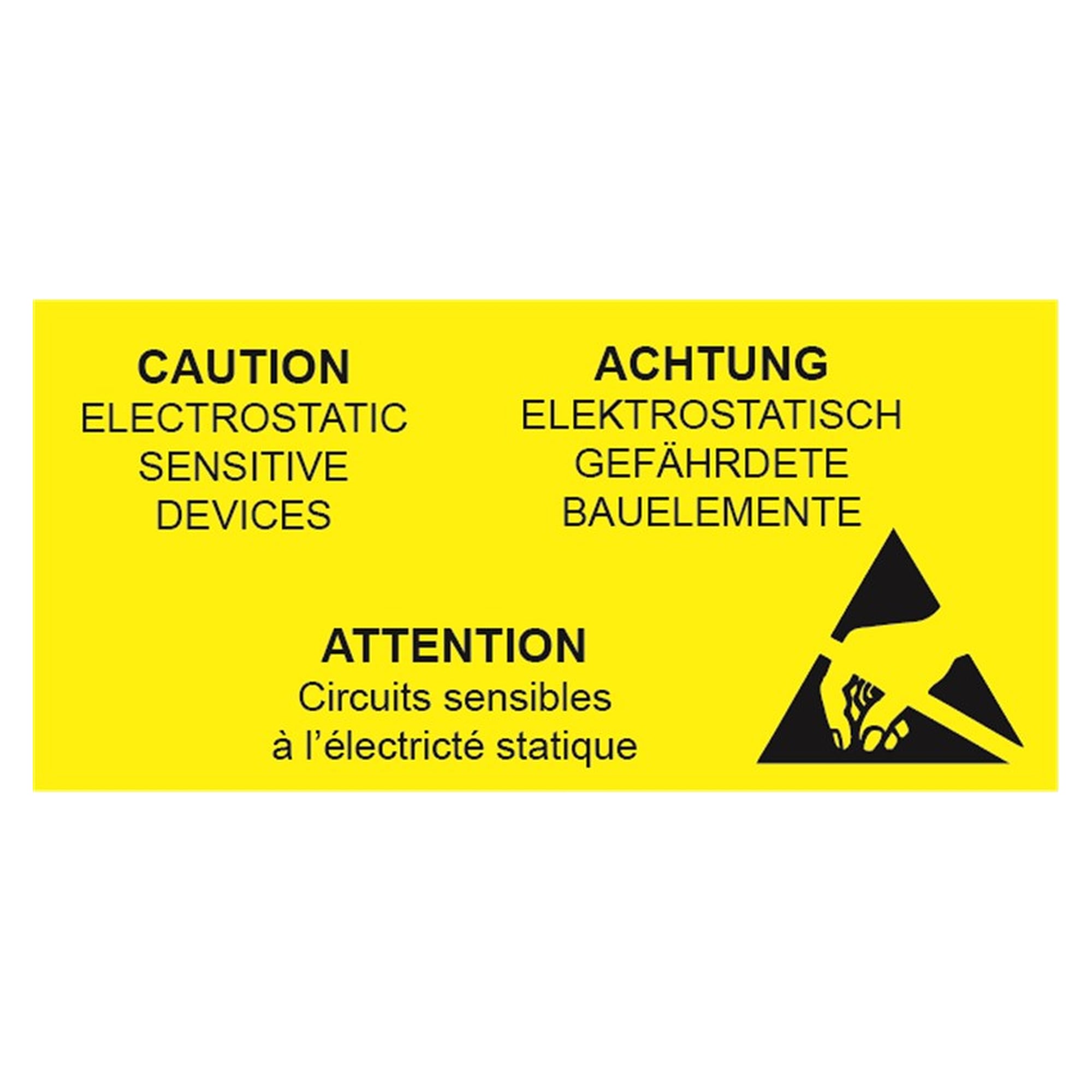ESD Susceptibility Label, Yellow, 50 x 25 mm, Roll of 1000 - Desco 242150