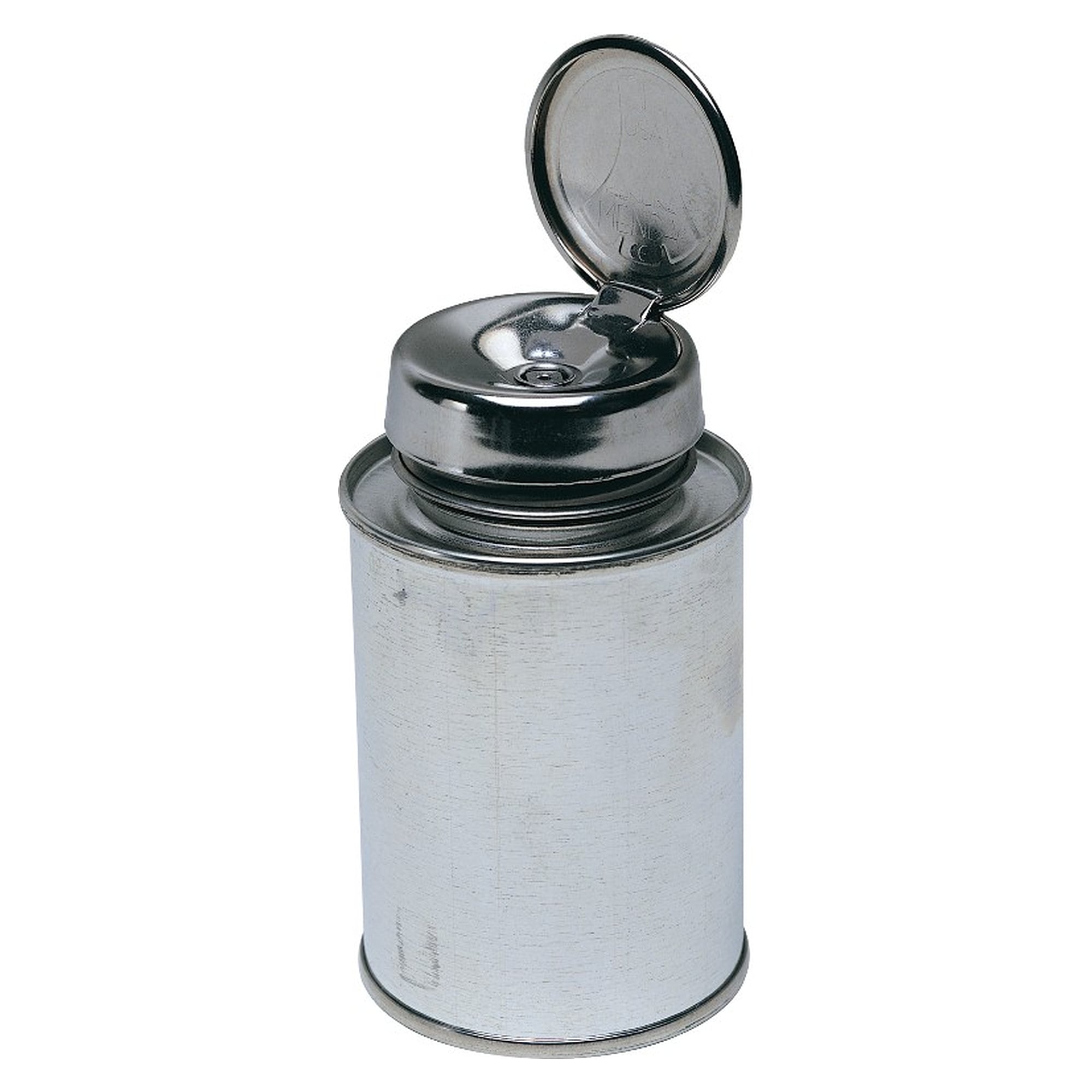 One-Touch Dispenser with Tin Can 120 ml, for Solvents, Stainless Steel Pump - Desco 35335