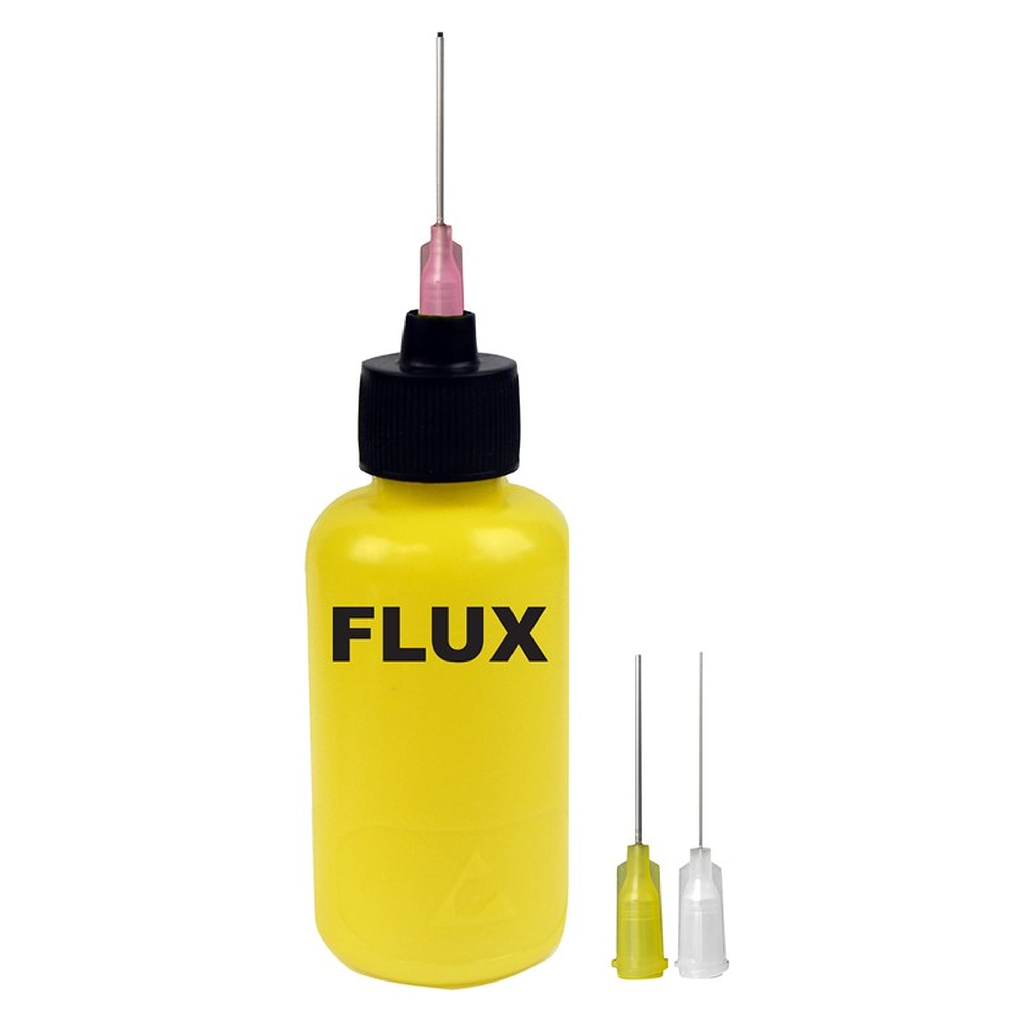 Flussmittelspender durAstatic 60 ml, gelb, mit Nadeln 18, 20 und 26 GA, Aufdruck FLUX - Desco 35611