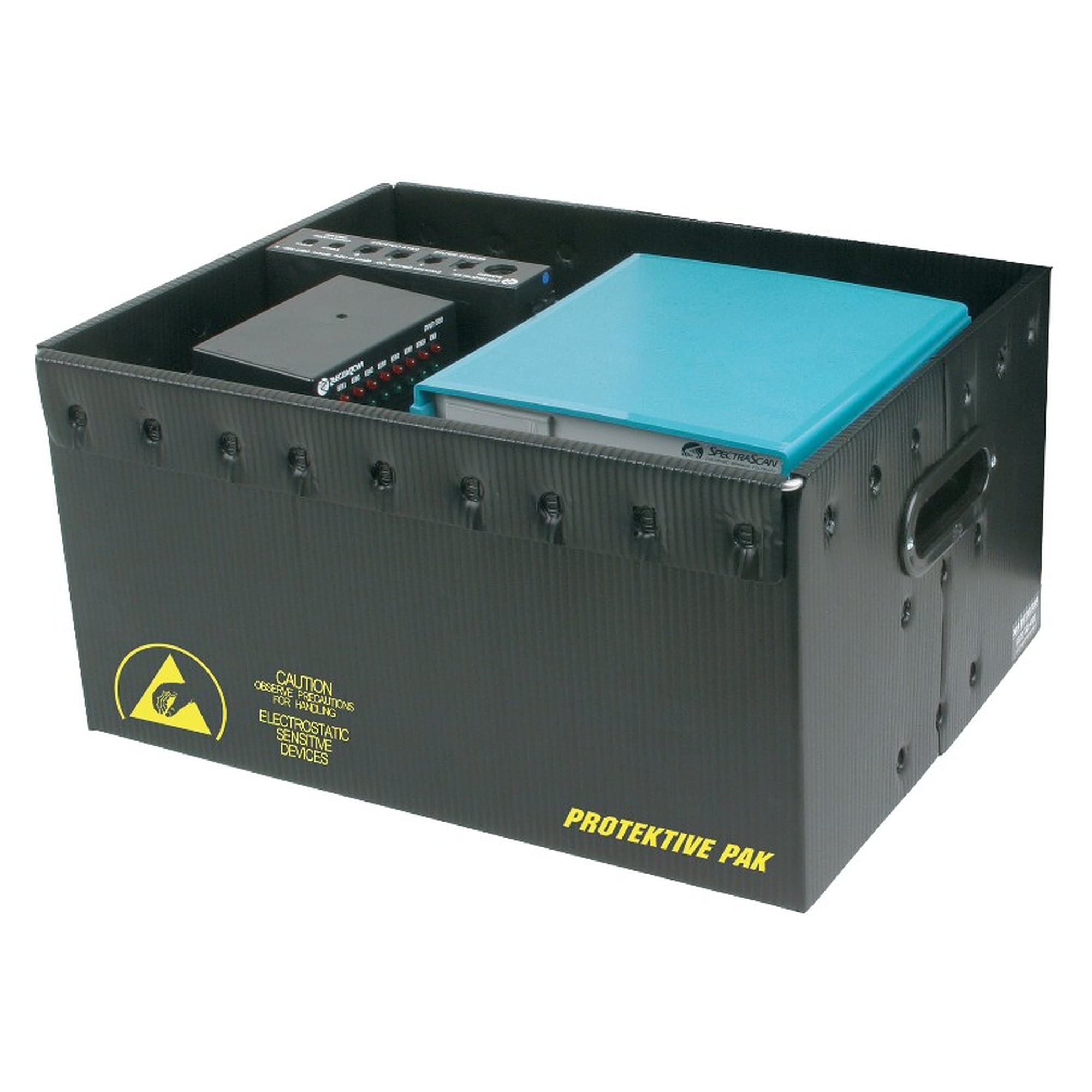 ESD Storage Container Plastek, Conductive, Steel Frame, 581 x 327 x 464 mm - Desco 39104