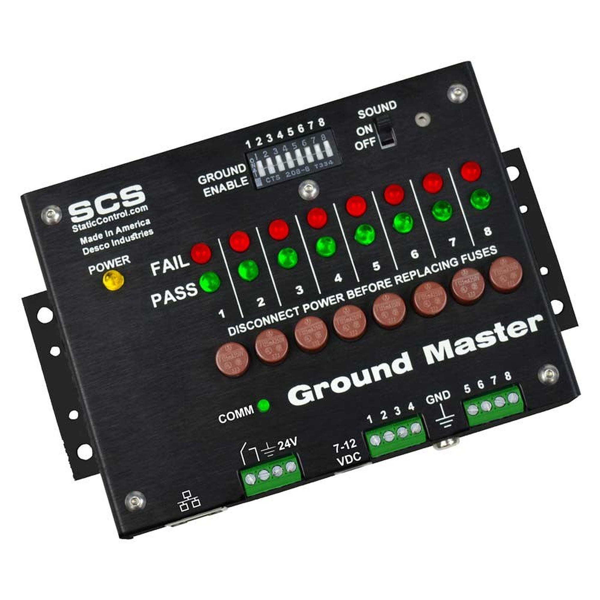 Ground Master Monitor for 8 Tool Grounds, Ethernet, 24 V Input - Desco 770044