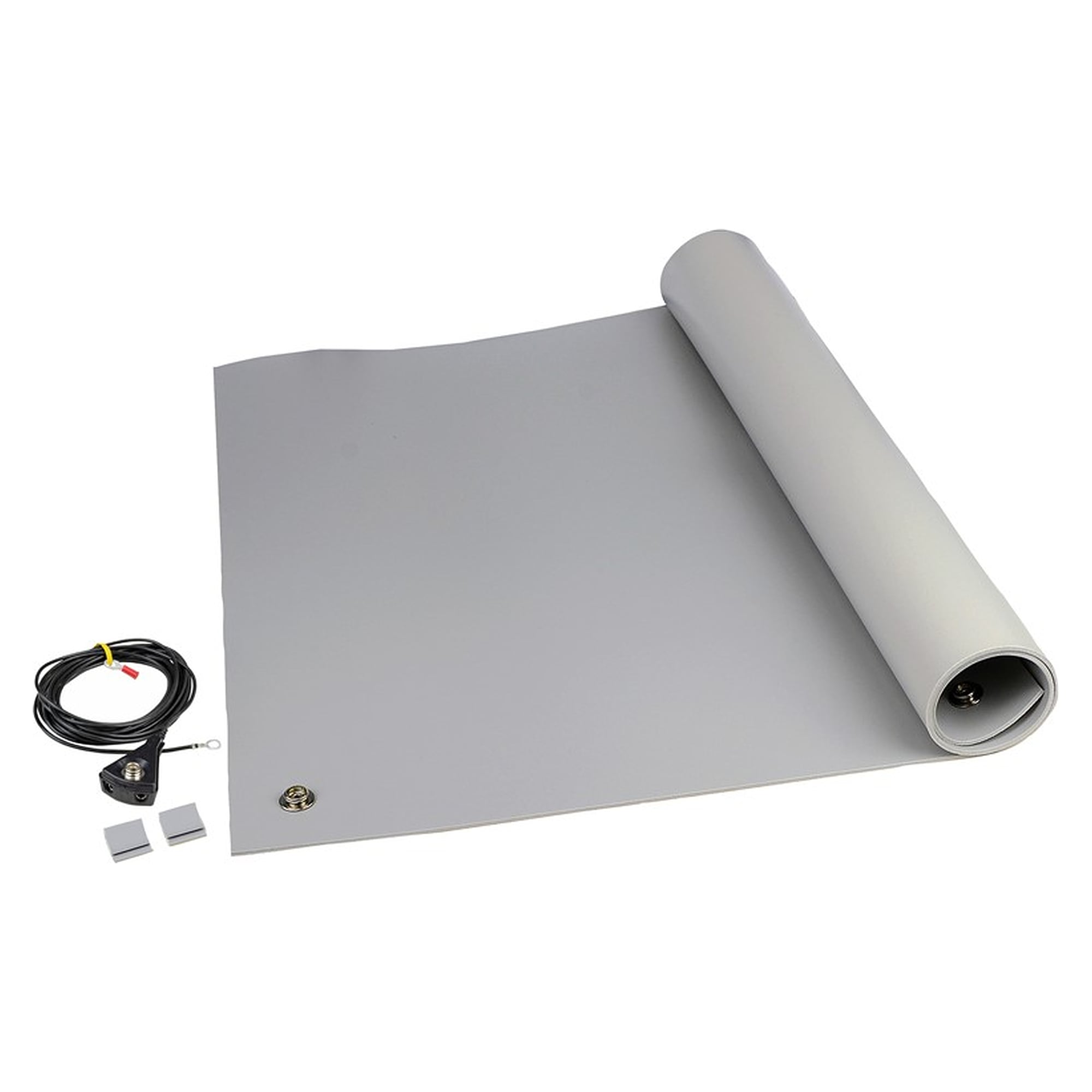 ESD-Tischmattenset Serie 8200, 3-lagig Vinyl, grau, 0,6 x 1,2 m, mit Erdung - Desco 8213