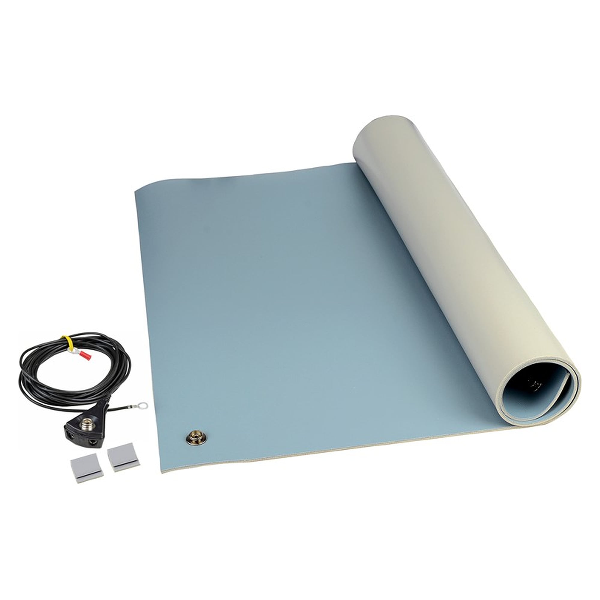ESD-Tischmattenset Serie 8200, 3-lagig Vinyl, blau, 0,6 x 1,22 m, mit Erdung - Desco 8214