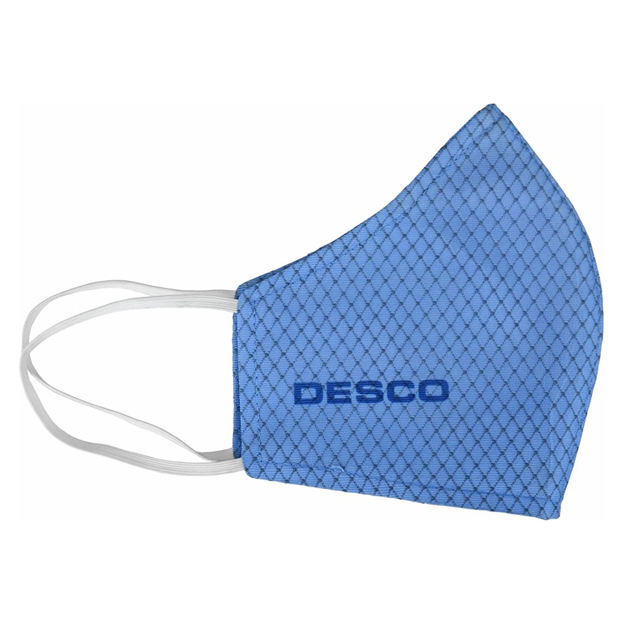 Masque facial ESD dissipatif, bleu, taille S/M, lavable - Desco 97550