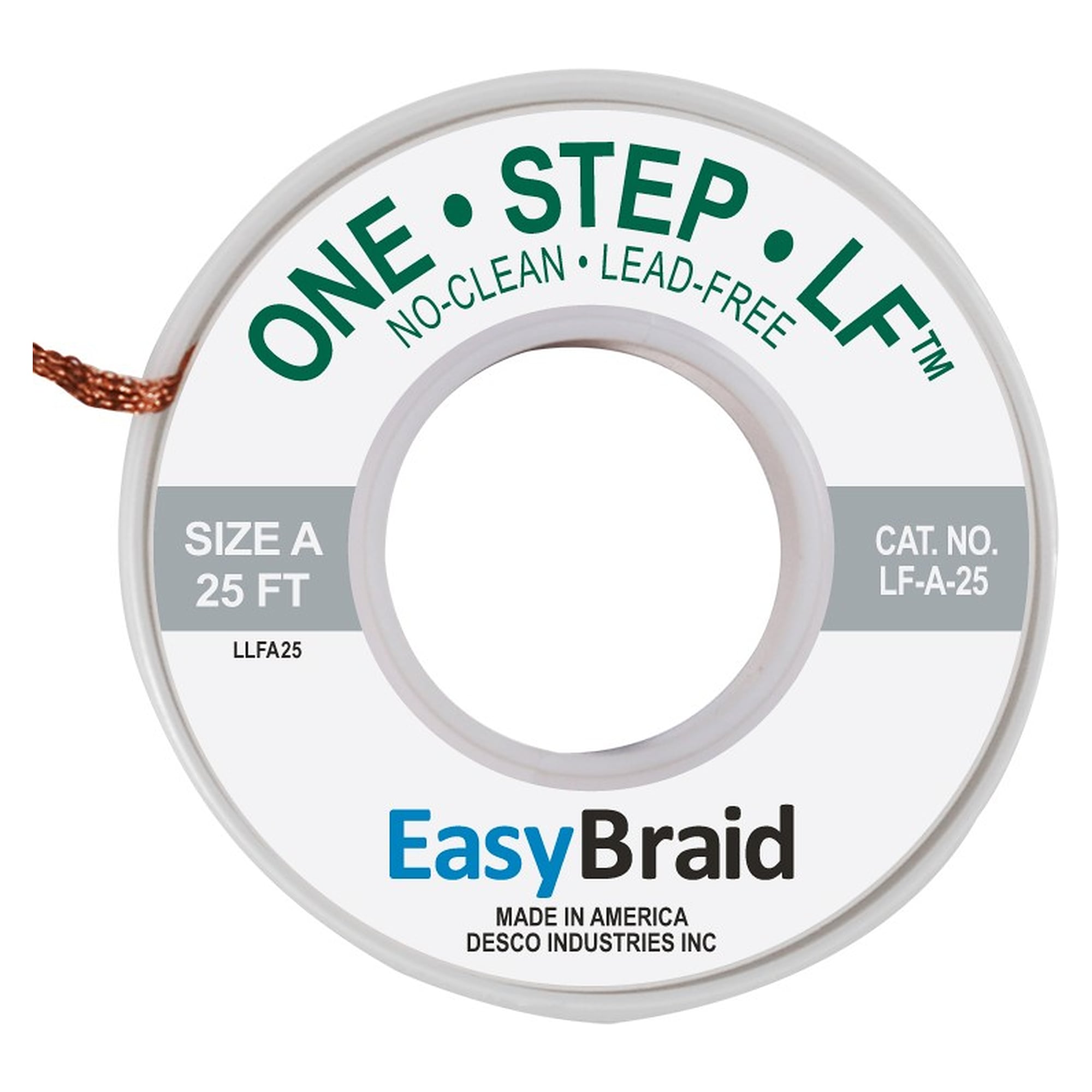 Lead-Free Desoldering Braid on Spool, 0.6 mm to 2.54 mm Wide, 7.6 m Long - Desco