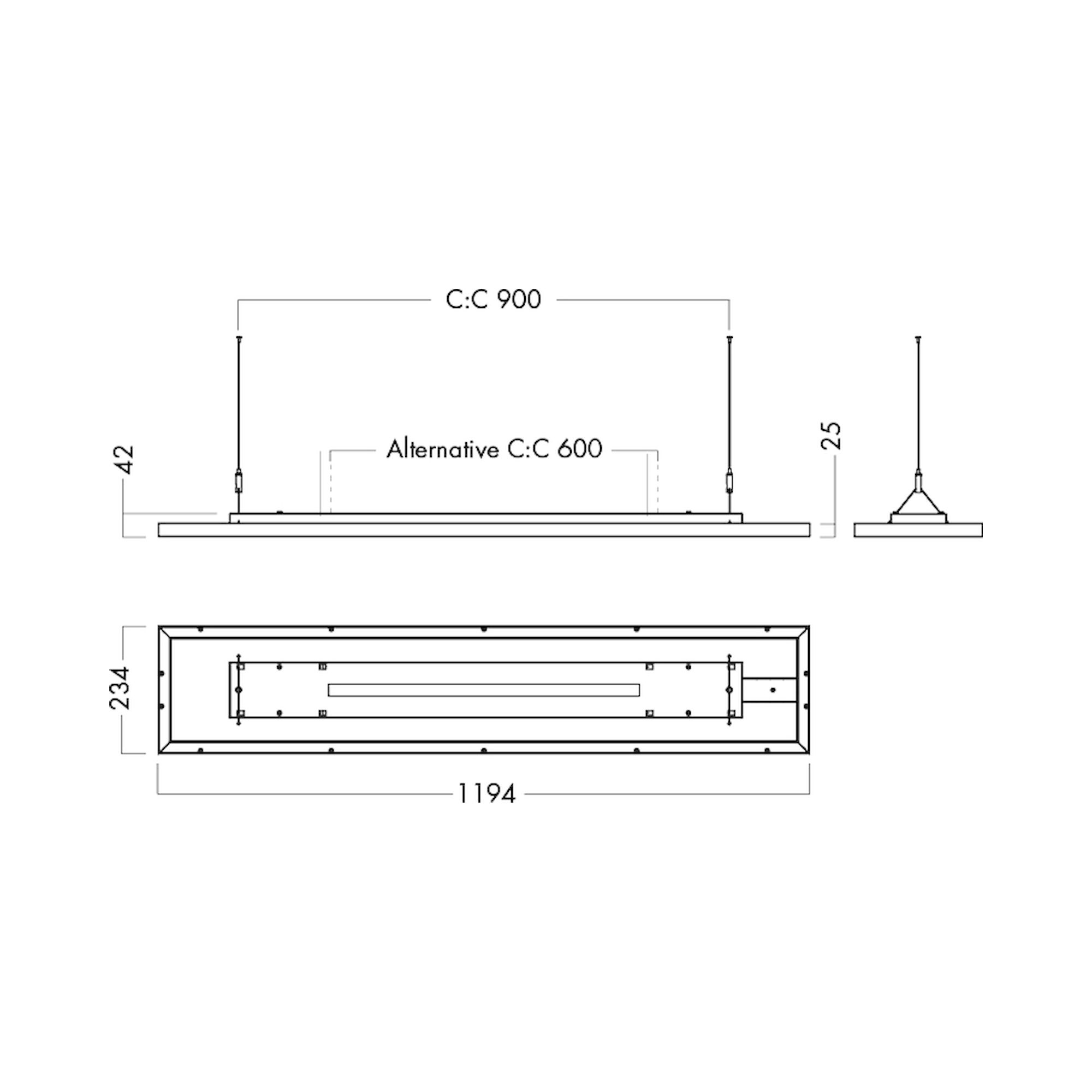 Glamox C95-P240x1200 suspension, 6400 lm, blanc variable (Tunable White), à gradation DALI