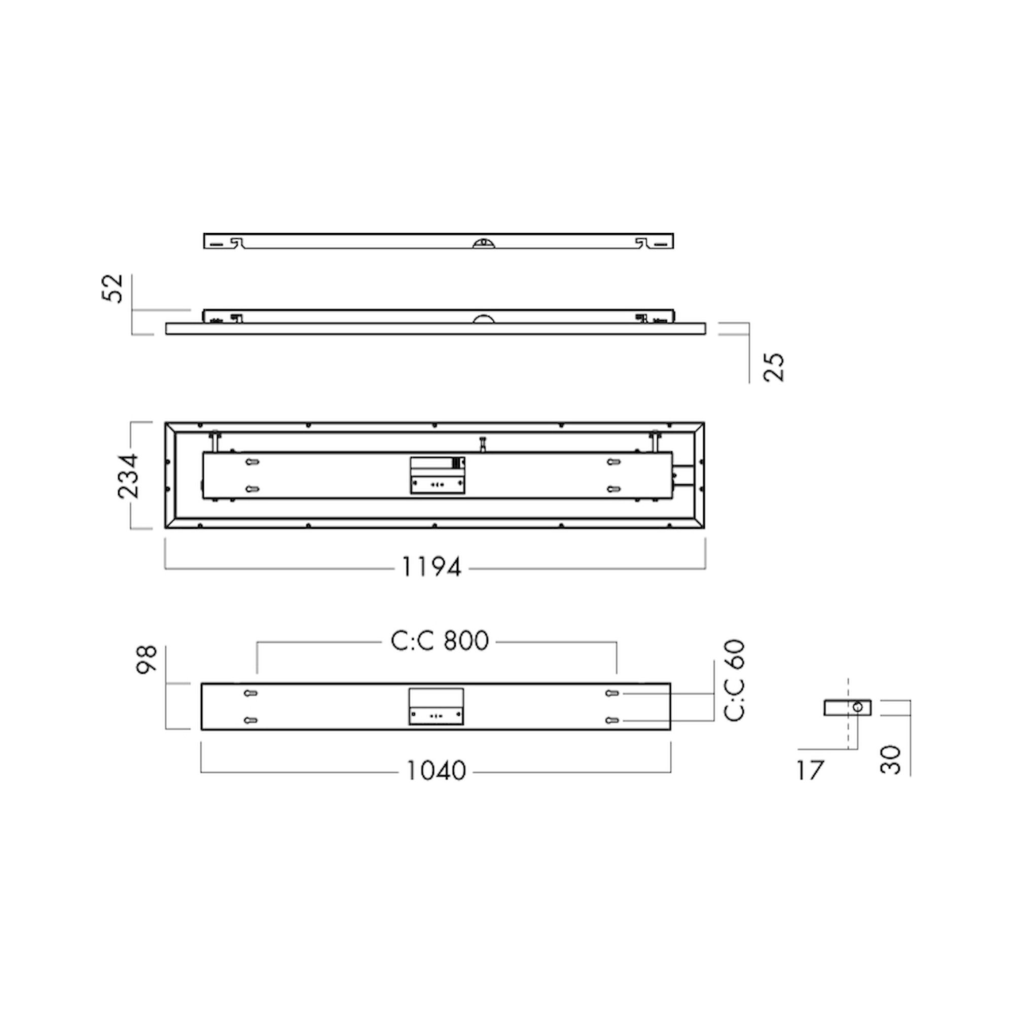 Glamox C95-S240x1200 luminaire en saillie, 3203 lm, 4000 K