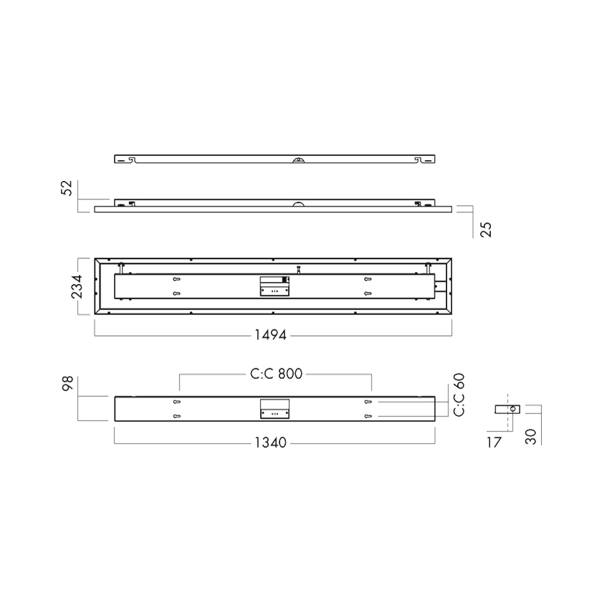 Glamox C95-S240x1500 luminaire en saillie, 5974 lm, 3000 K