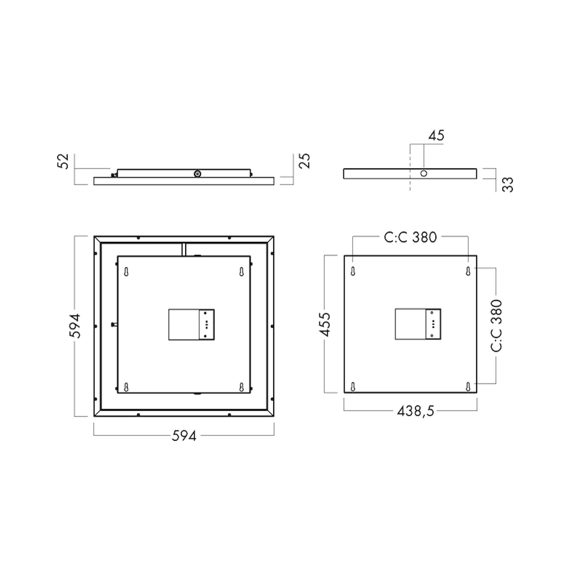 Glamox C95-S600x600 Anbauleuchte, 3006 lm, 4000 K