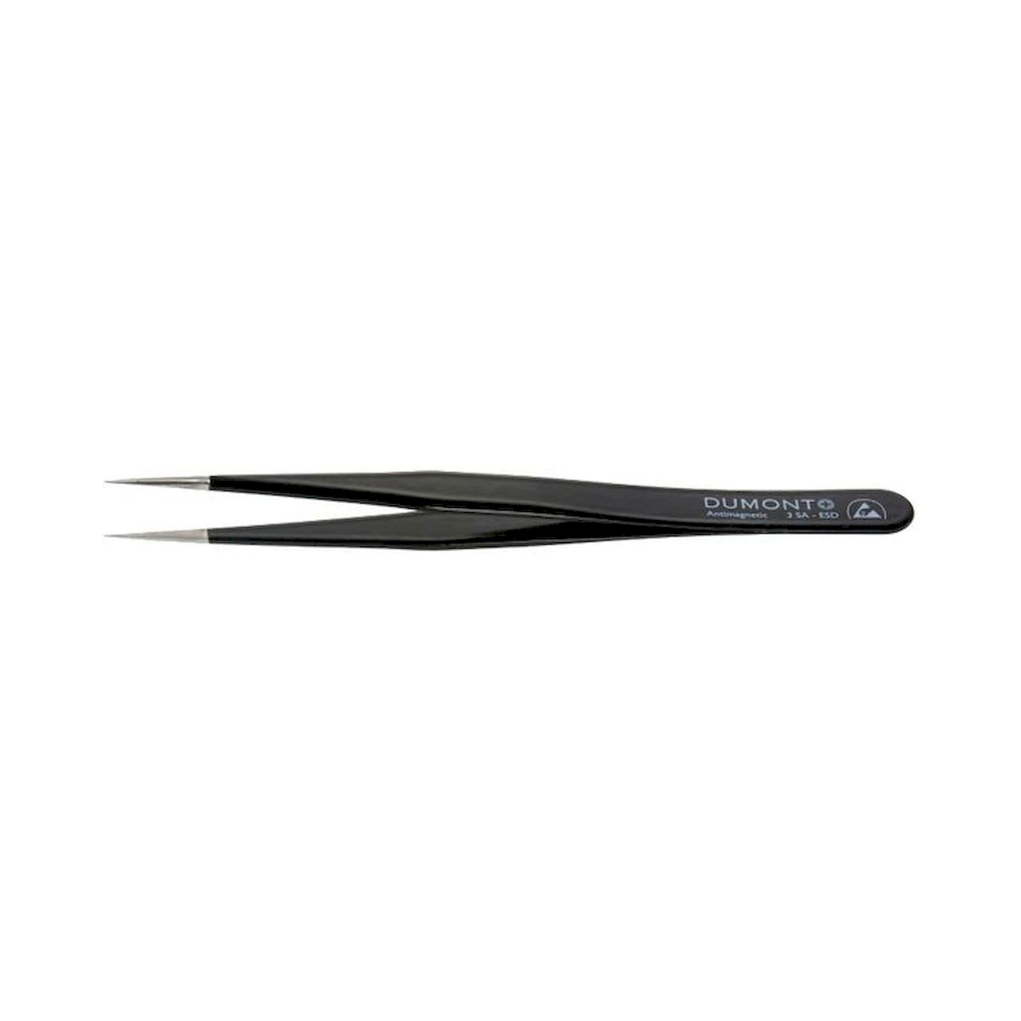Dumont 0304-3SAESD-CO. ESD tweezers type 3, fine tips, amagnetic steel