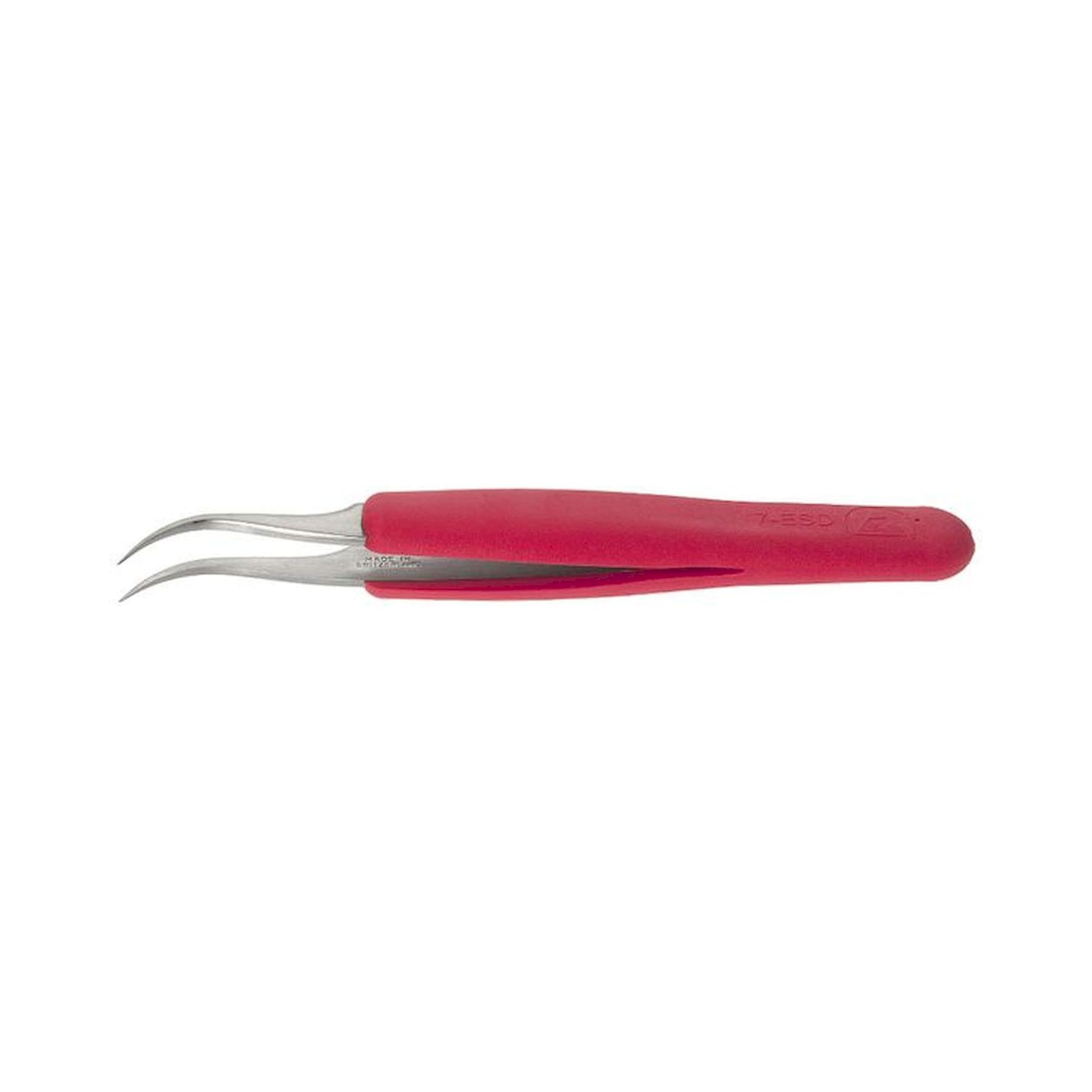 Dumont 0304-7SAESD-ET1. Tweezers Ergo ESD Type 7, fine, sickle-shaped tips, amagnetic steel