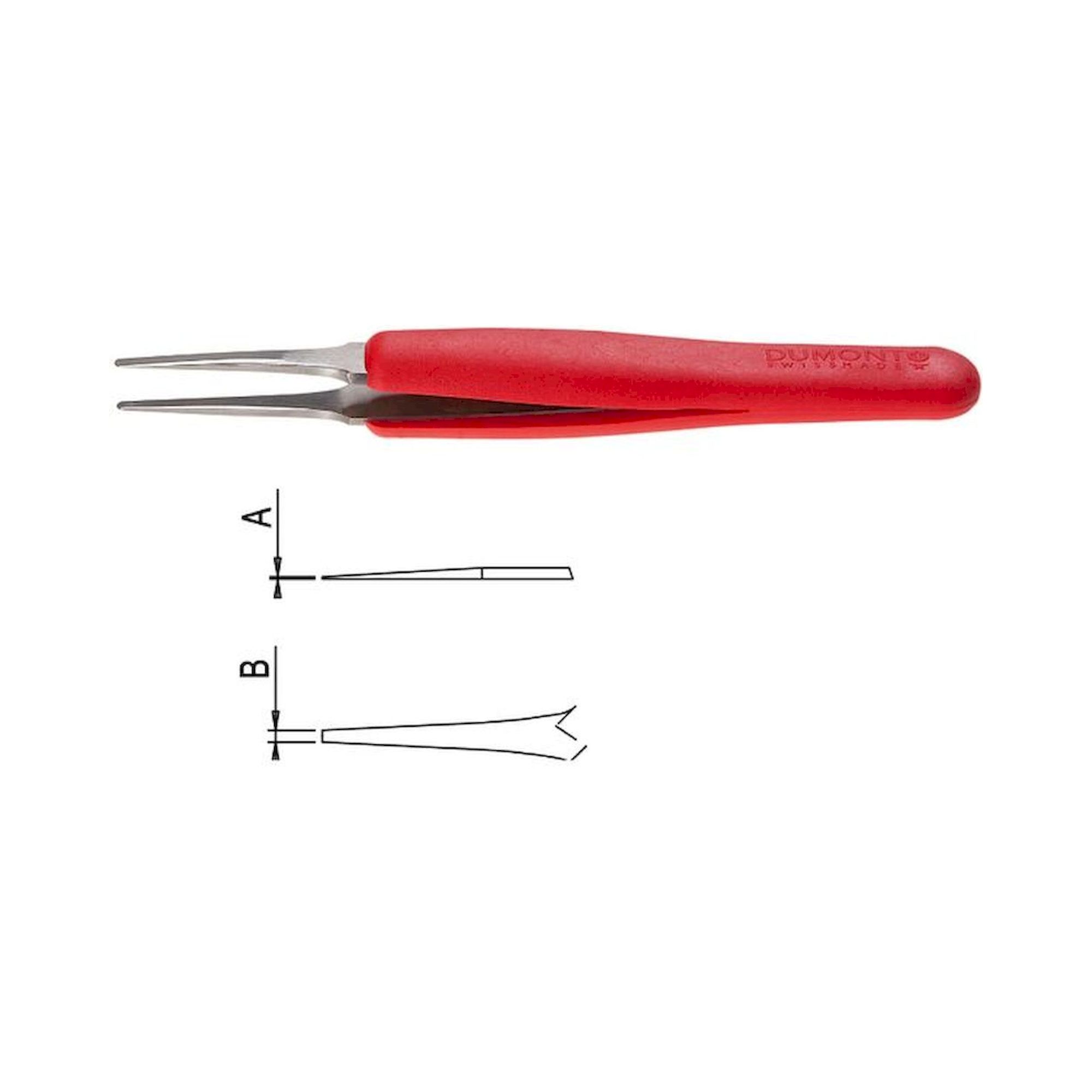 Dumont 0304-FSAESD-ET1. Tweezers Ergo ESD Type F, wide, square tips, amagnetic steel