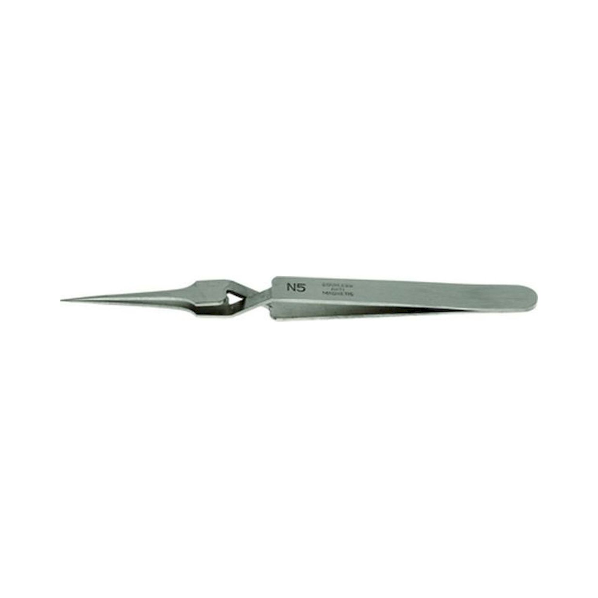 Dumont 0304-N5-PO. Self-closing tweezers type 5, very fine tips, amagnetic steel