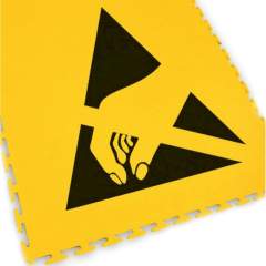 Ecotile 13.232/7. Bodenmarkierungsfliese mit ESD Logo, gelb, 1 Stück, 500x500x7 mm