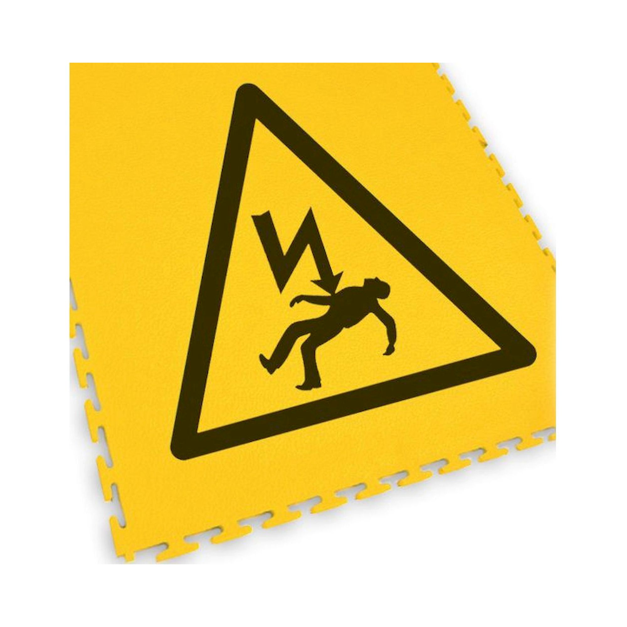 Ecotile 13235. Bodenmarkierungsfliese, mit Logo Elektrische Gefahr, 1 Stück, schwarz/gelb, 500x500 mm