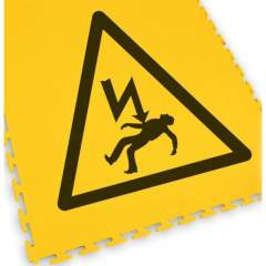 Ecotile 13235. Bodenmarkierungsfliese, mit Logo Elektrische Gefahr, 1 Stück, schwarz/gelb, 500x500 mm