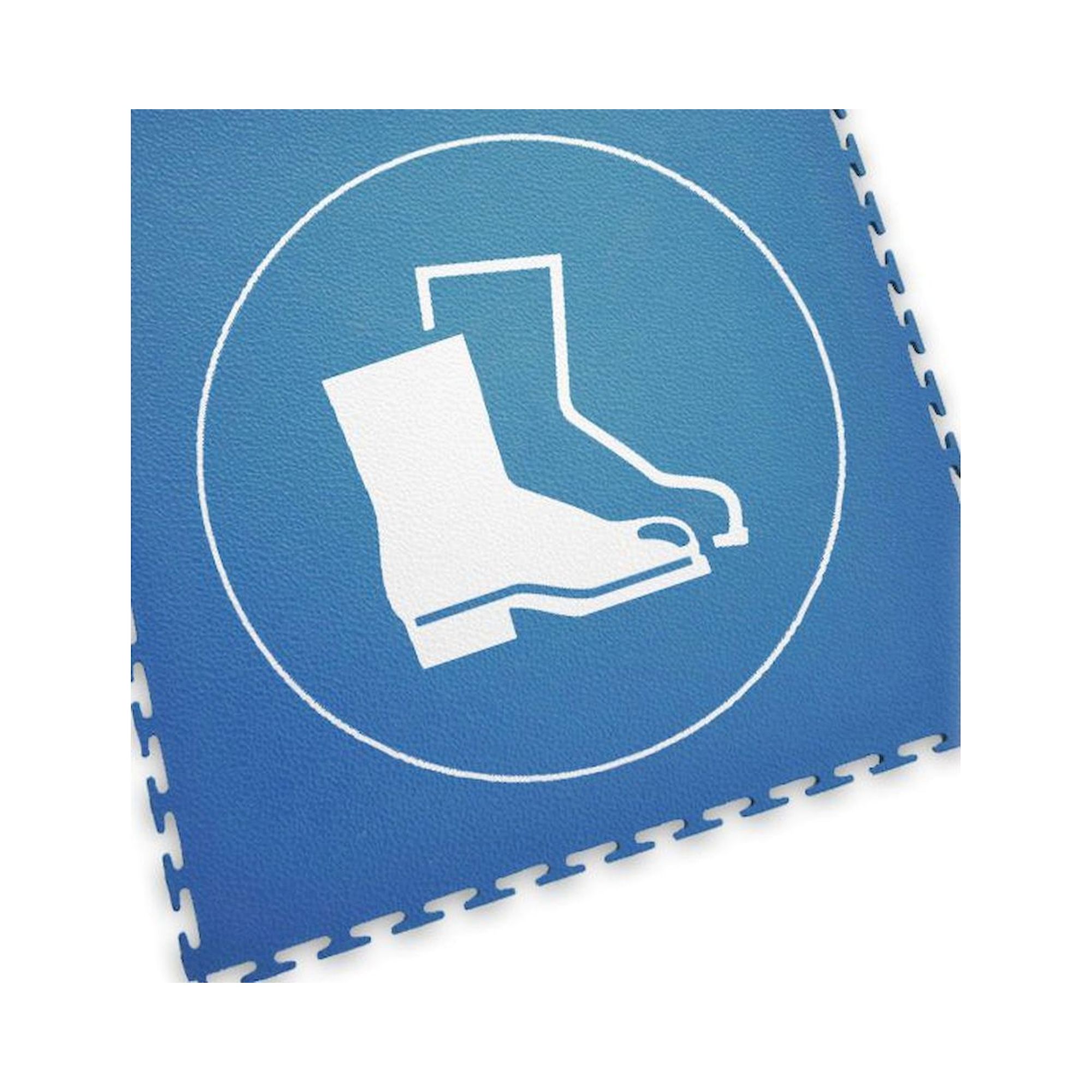 Ecotile 13237. Bodenmarkierungsfliese mit Logo Sicherheitsschuhe, blau, 1 Stück, 500x500 mm