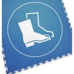 Ecotile 13237. Floor marking tile with logo safety shoes, blue, 500x500 mm