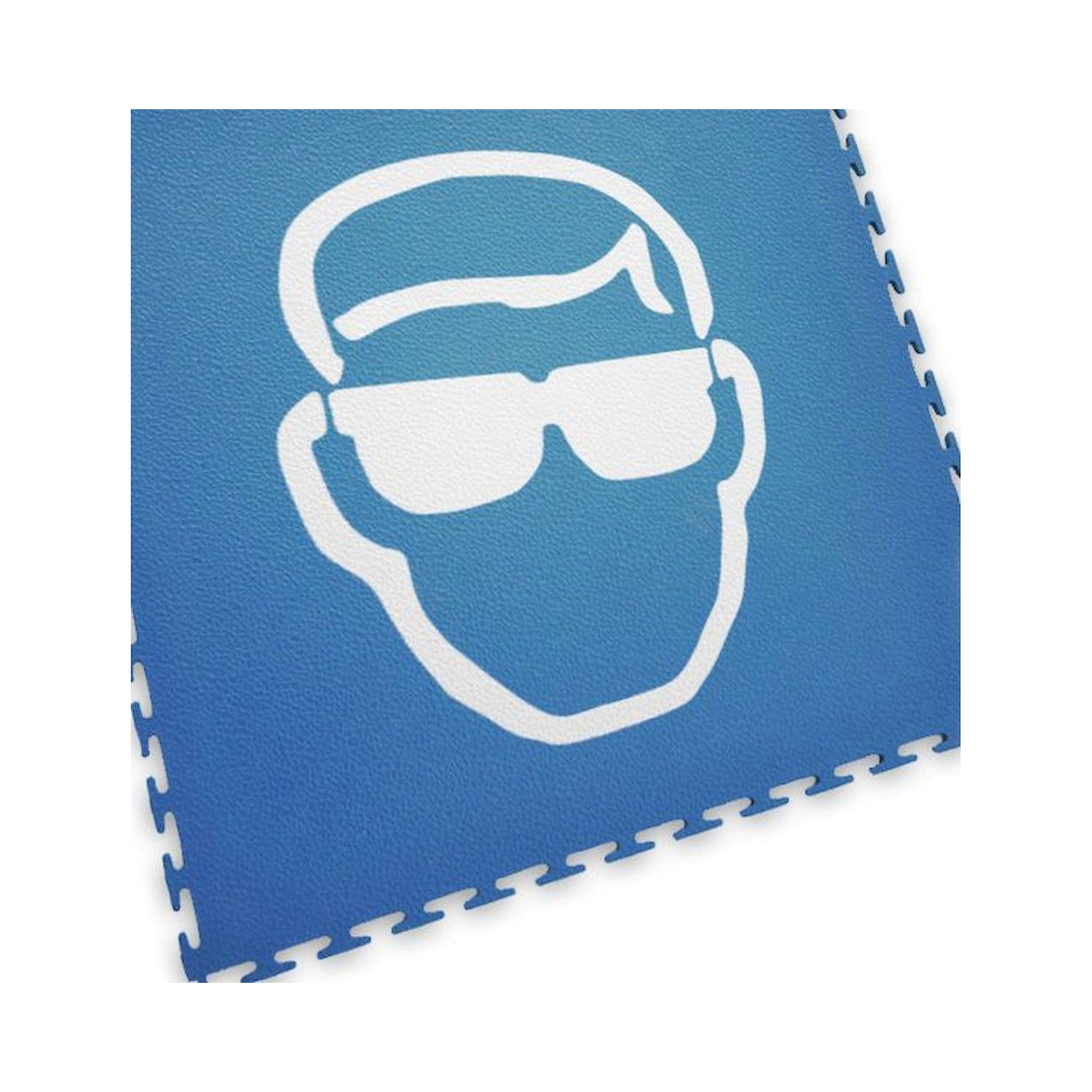 Ecotile 13.238/7. Bodenmarkierungsfliese mit Logo Augenschutz, blau, 1 Stück, 500x500 mm