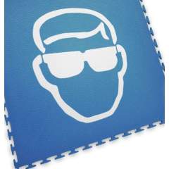 Ecotile 13.238/7. Bodenmarkierungsfliese mit Logo Augenschutz, blau, 1 Stück, 500x500 mm