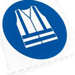 Ecotile 13240. Bodenmarkierungsfliese mit Logo Warnweste, blau, 1 Stück, 500x500 mm