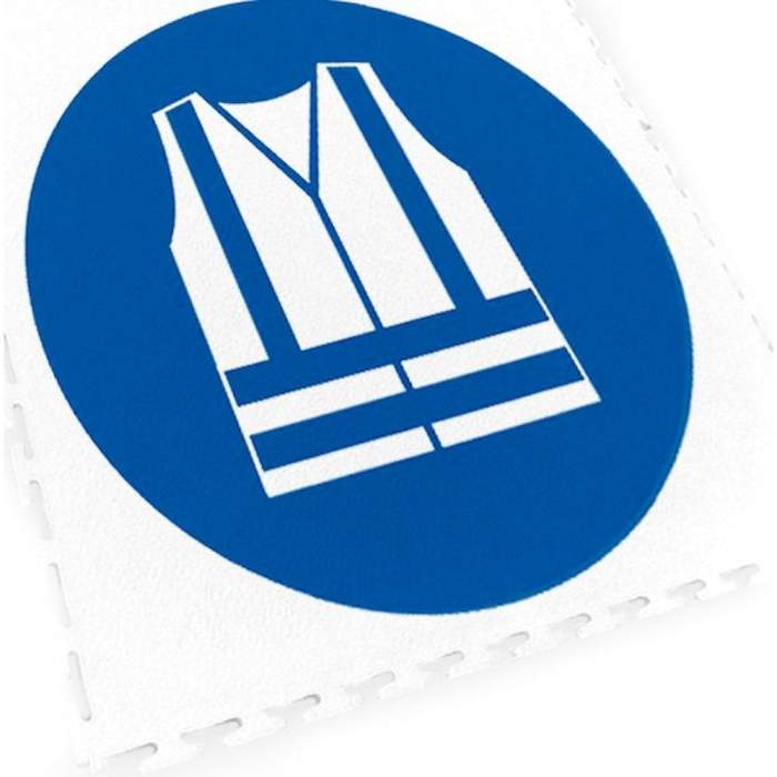 Ecotile 13240. Bodenmarkierungsfliese mit Logo Warnweste, blau