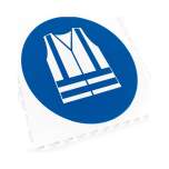 Ecotile 13240. Bodenmarkierungsfliese mit Logo Warnweste, blau, 1 Stück, 500x500 mm