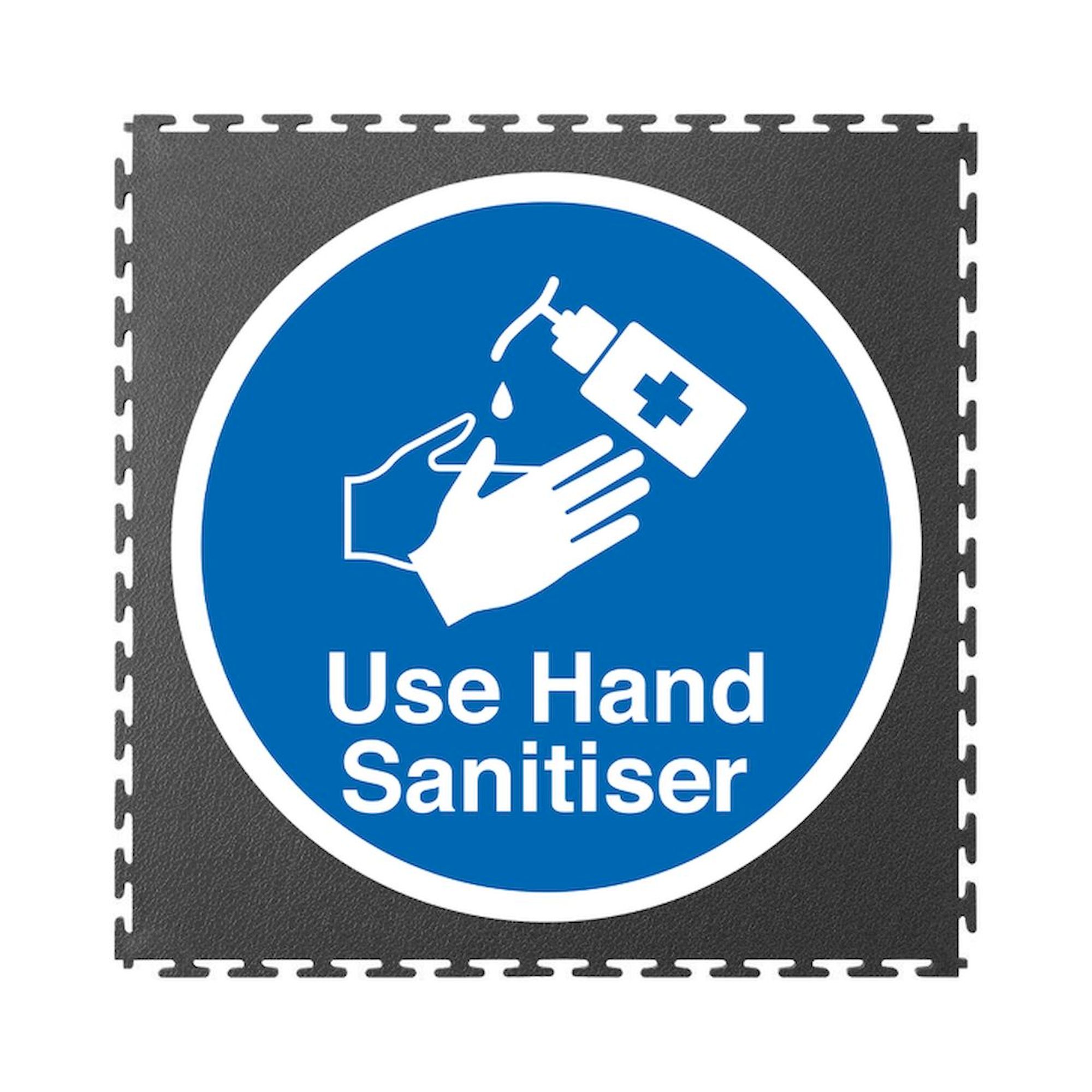 Ecotile 13400. Hand Desinfektionsmittel Logo-Bodenfliese, 1 Stück, 500x500x7 mm