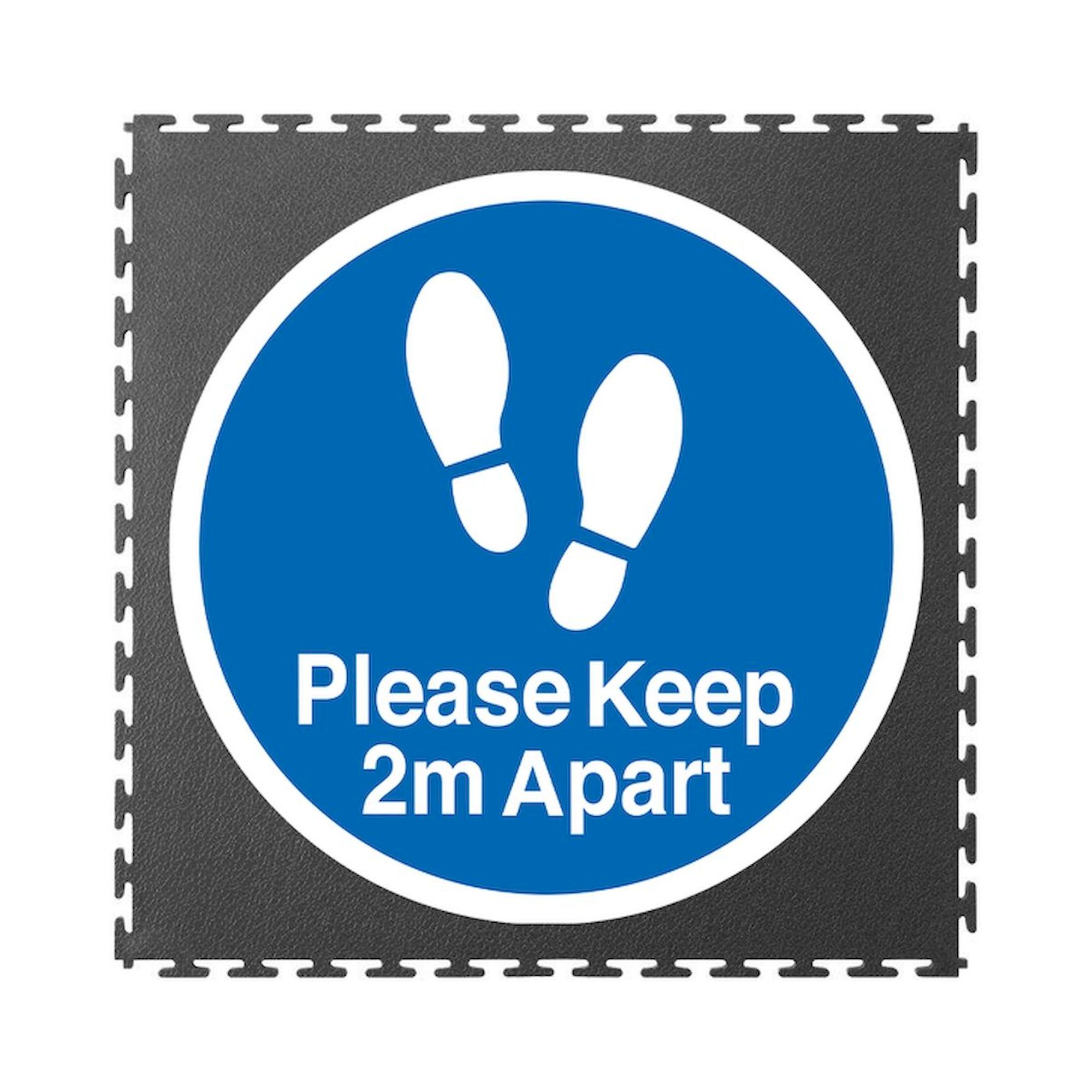 Ecotile 13402. 2 Meter Abstand halten Logo-Bodenfliese, 1 Stück, 500x500x7 mm