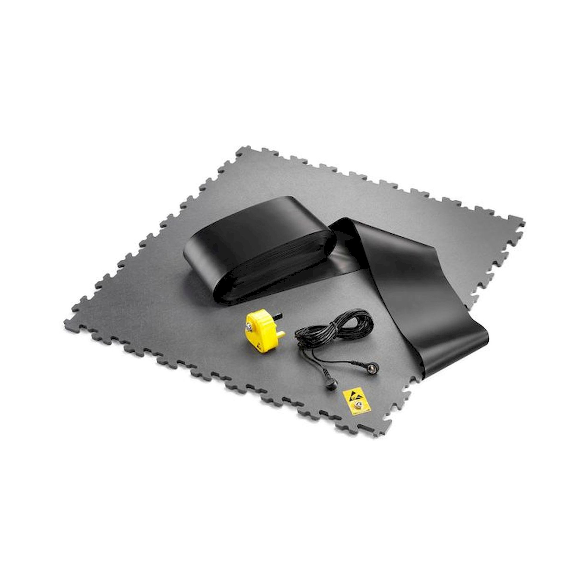 Ecotile ESD Erdungsfliese X-LOG grau, 1 Stück, glatt, 7 mm