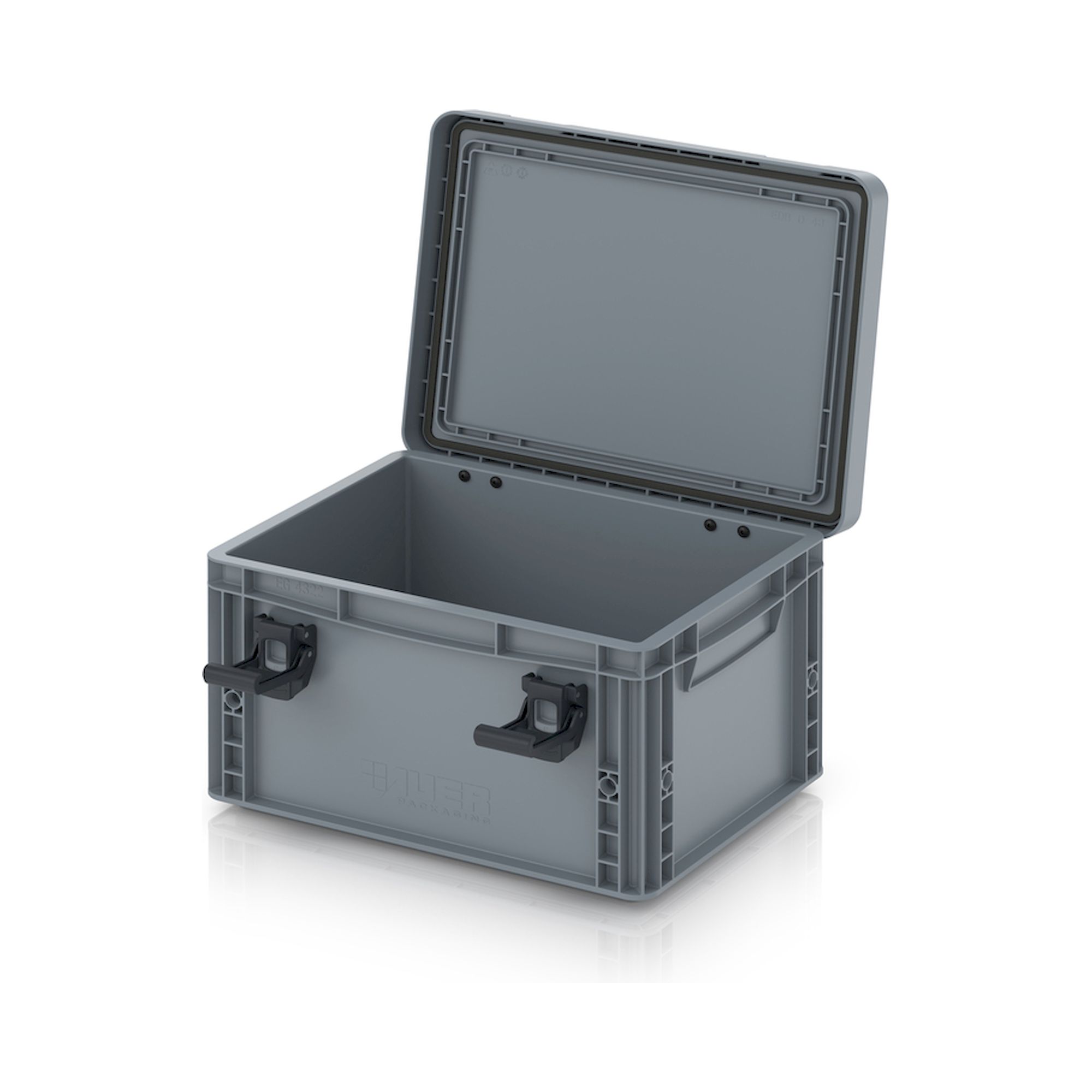 EDP 43/22 HG. Eurobehälter mit Scharnierdeckel Pro, 40x30x23,5 cm